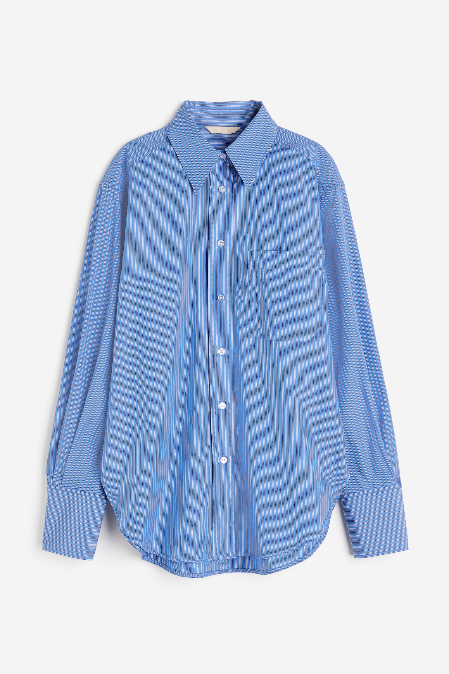 Loose-fit shirt - Blue/Striped/White/Striped - 1