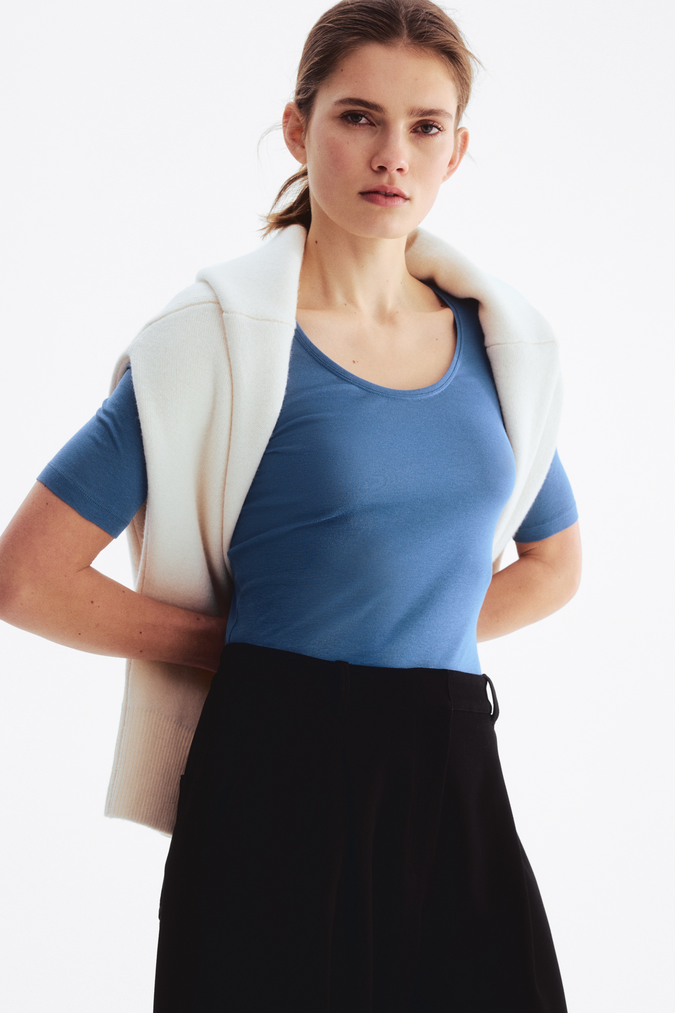 Women's Red Scoop-Neck Pima Cotton Top | H&M US