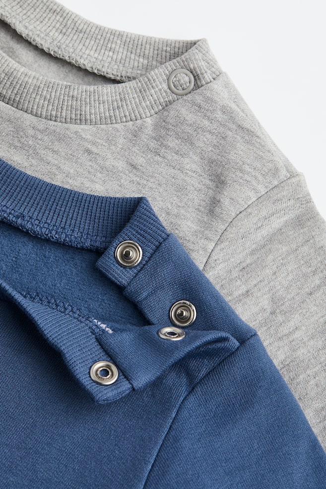 2-pak sweatshirts i bomuld - Blå/Lysegråmeleret/Muldvarp/Naturhvidmeleret - 2