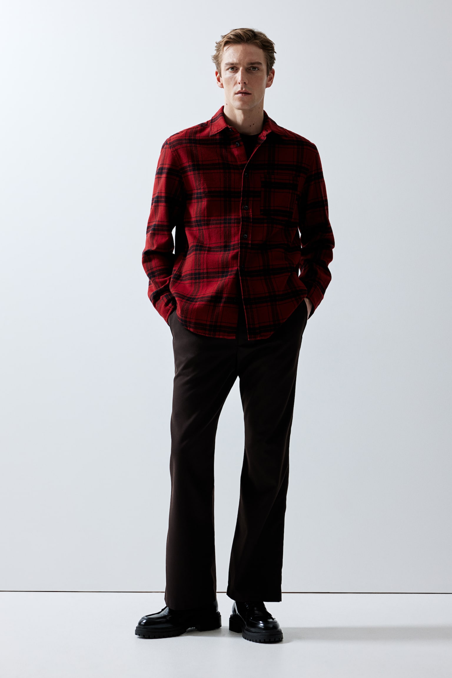 Regular Fit Flannel shirt - Red/Black checked/Beige/Checked/Dark blue/Checked - 2