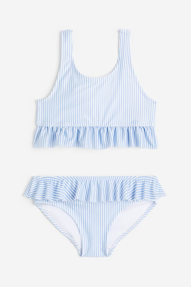 Flounced bikini - Light blue/Striped - 1
