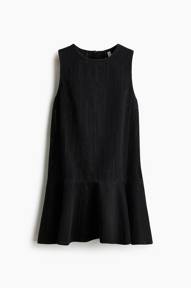 Embellished denim dress - Black - 1