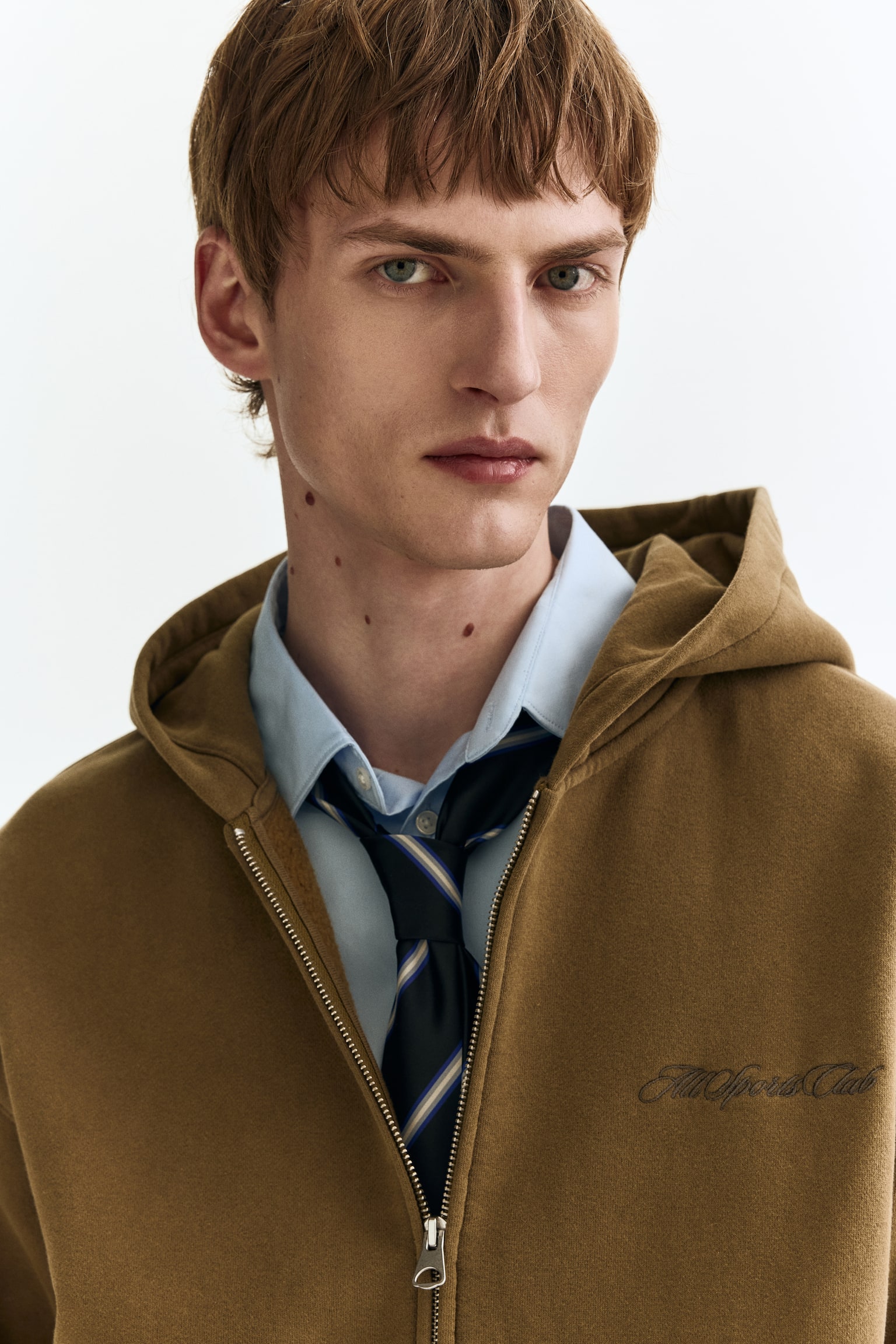 Loose Fit Zip-through hoodie - Khaki green/Light blue/All Sports Club/Navy blue/ASC - 5