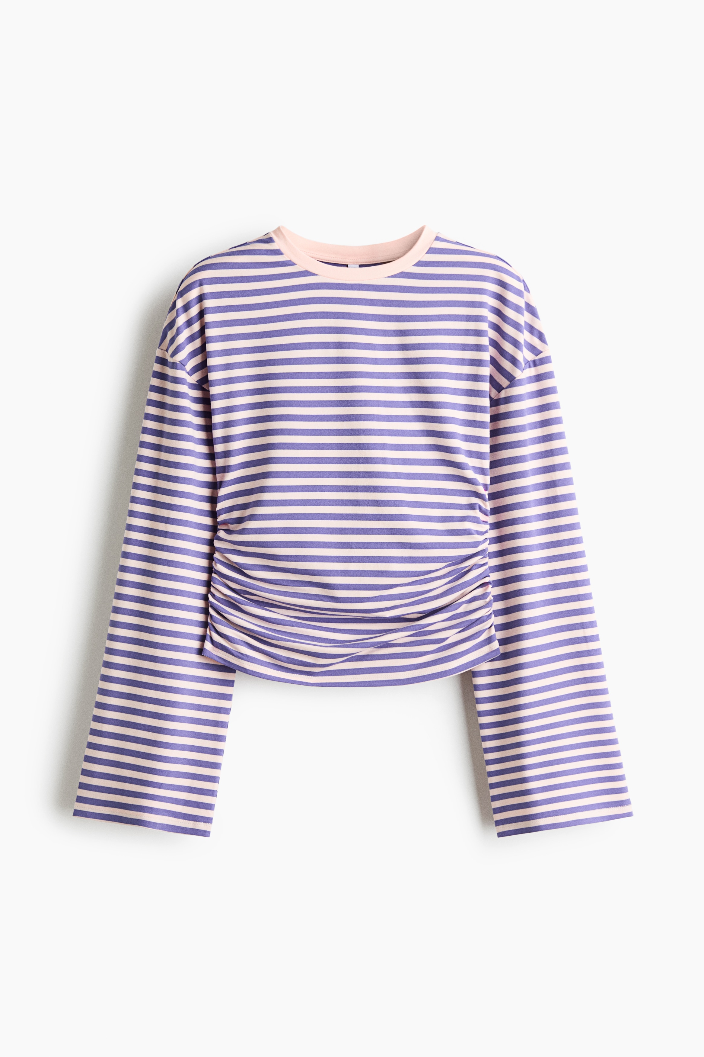 Áo jersey xếp rủ - Màu hồng đào/Kẻ/Màu xanh tím than/Kẻ/Màu xanh tím than/Kẻ/Màu vàng nhạt/Kẻ