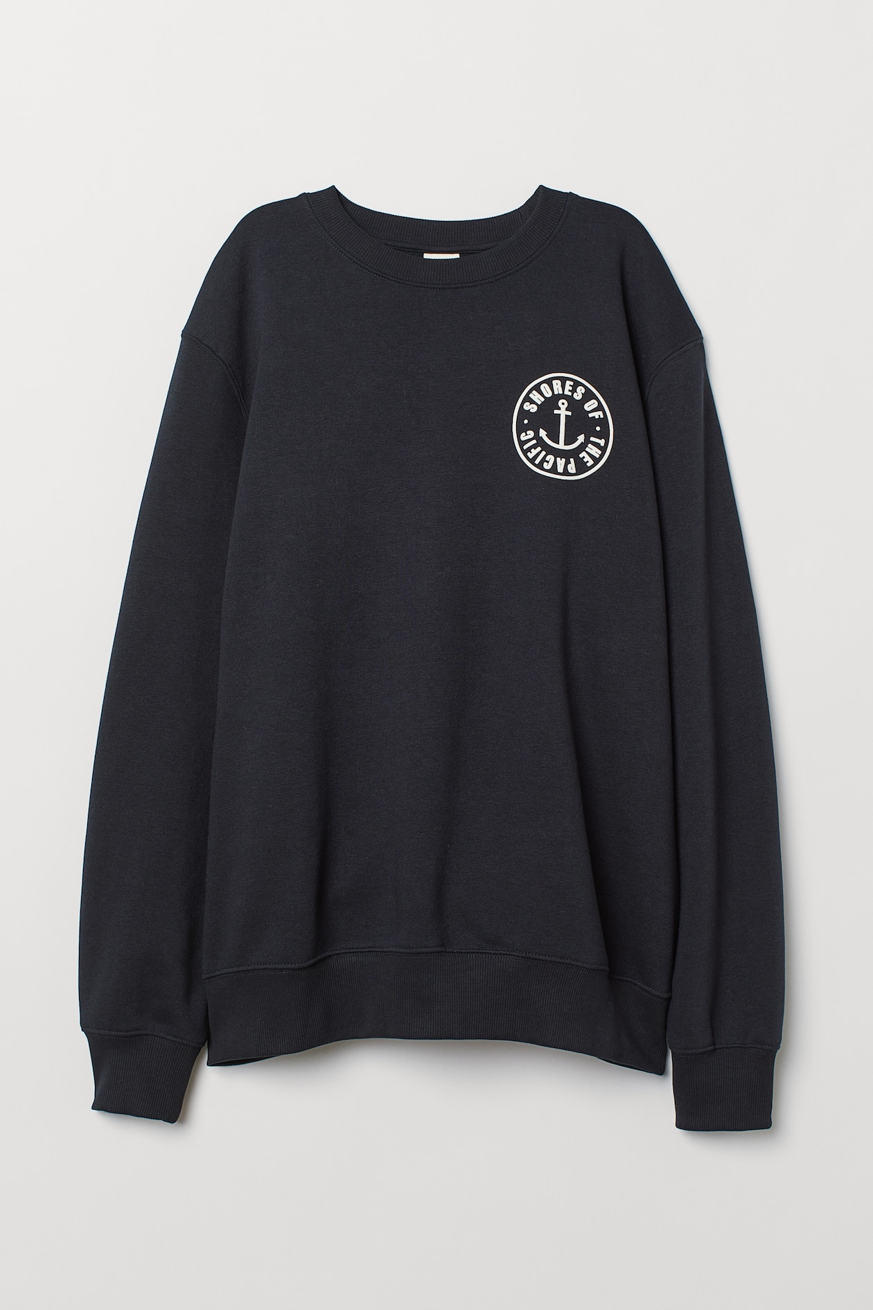 Sweatshirt with Motif - Crew-neck - Long sleeve - Dk. blue/Shores of ...