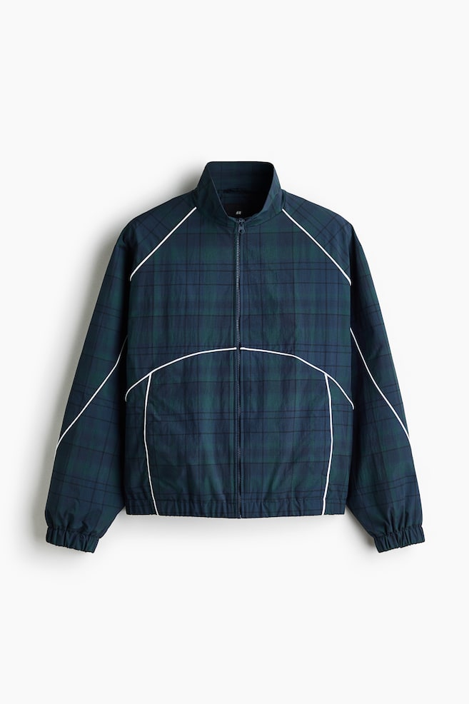 Nylon Track Jacket - Dark blue/plaid/Beige/plaid - 1