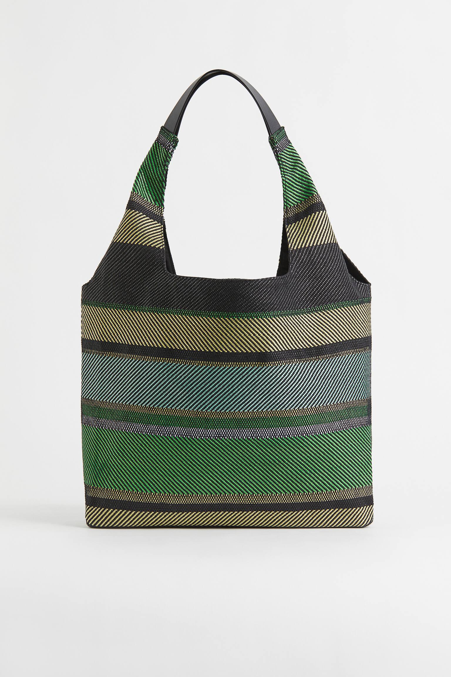 Straw shopper - Green/Striped - 1