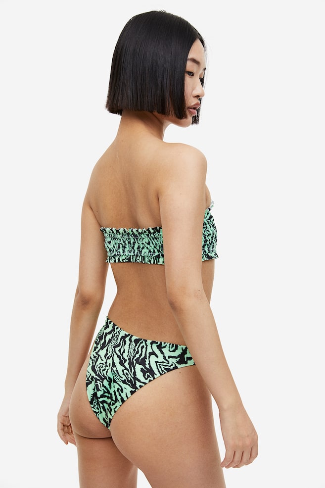 Smocked bandeau bikini top - Mint green/Patterned/Turquoise/Butterflies - 3