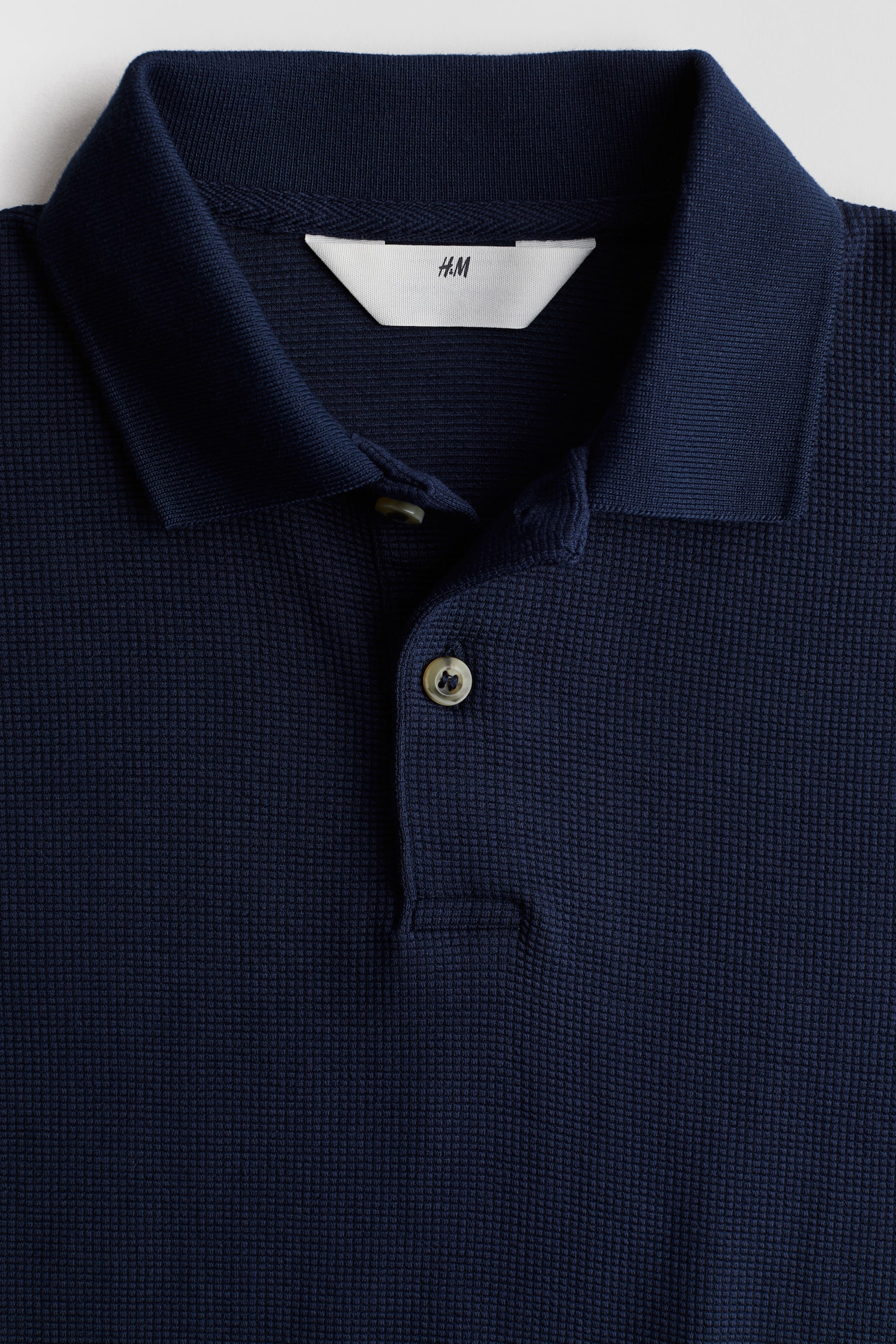 Waffled polo shirt - Dark blue/White - 2