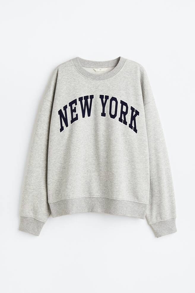 Sweatshirt med tryk - Lysegråmeleret/New York - 2