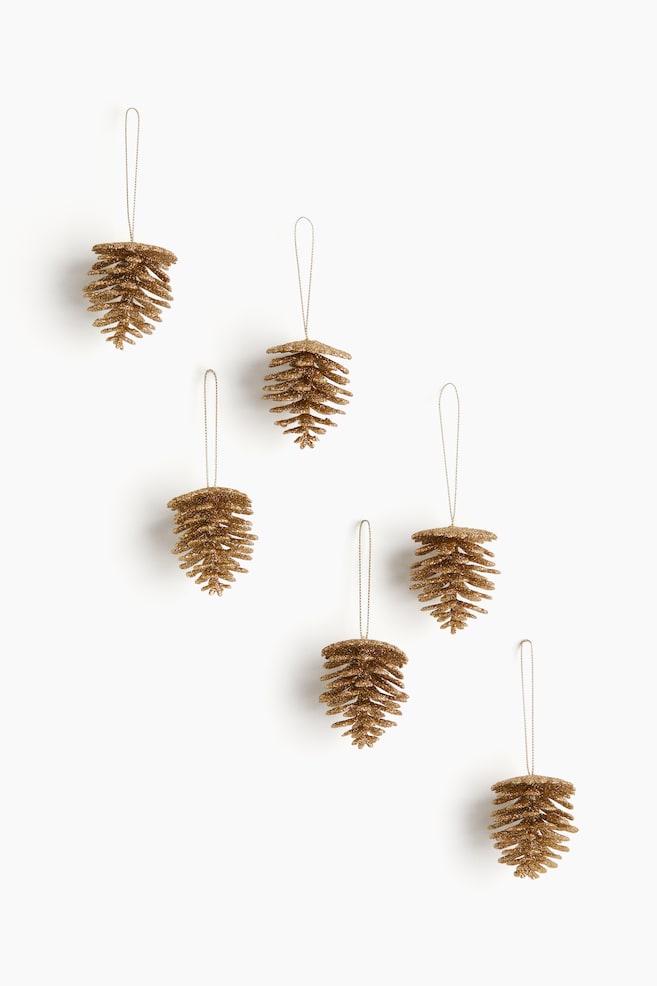 Pack de 6 adornos navideños de piña - Dorado/Plateado/Piñas - 1