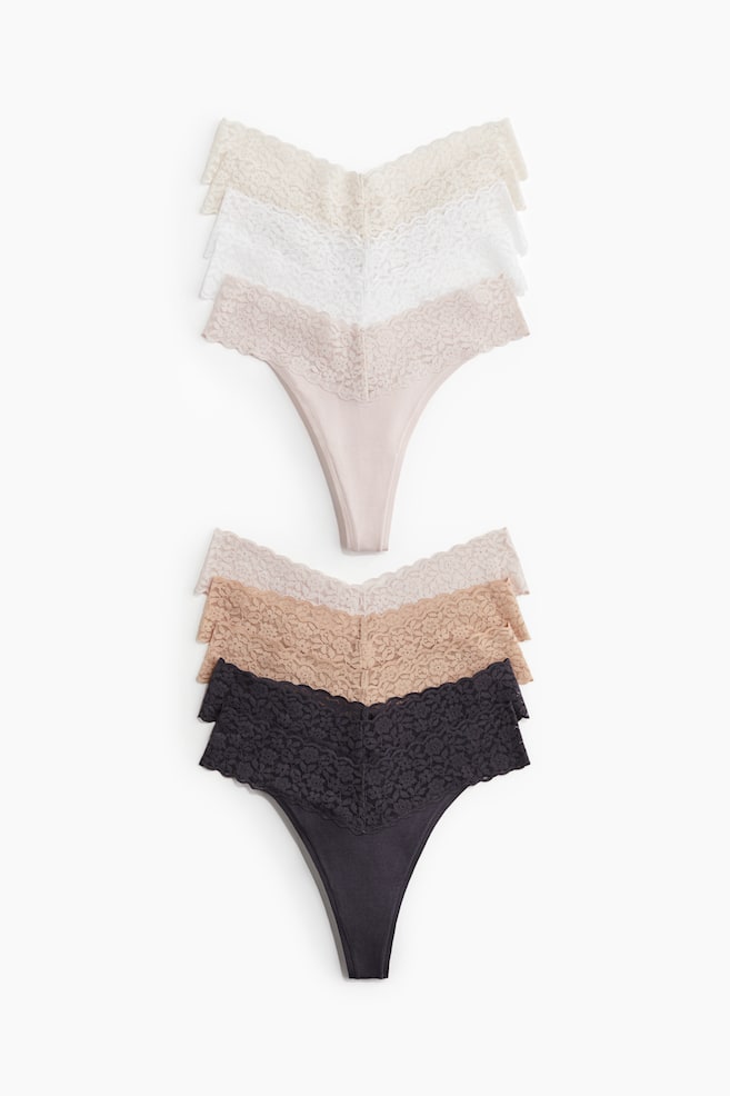 10-pack Lace Thong Briefs - Light beige/white/dark gray/Light blue/white/Black/Gray-green/light green/Light pink/burgundy/Light gray/dark gray melange/Pigeon blue/light blue/Light pink/dark gray/Burgundy/Powder pink/Black/dark gray/light pink - 1