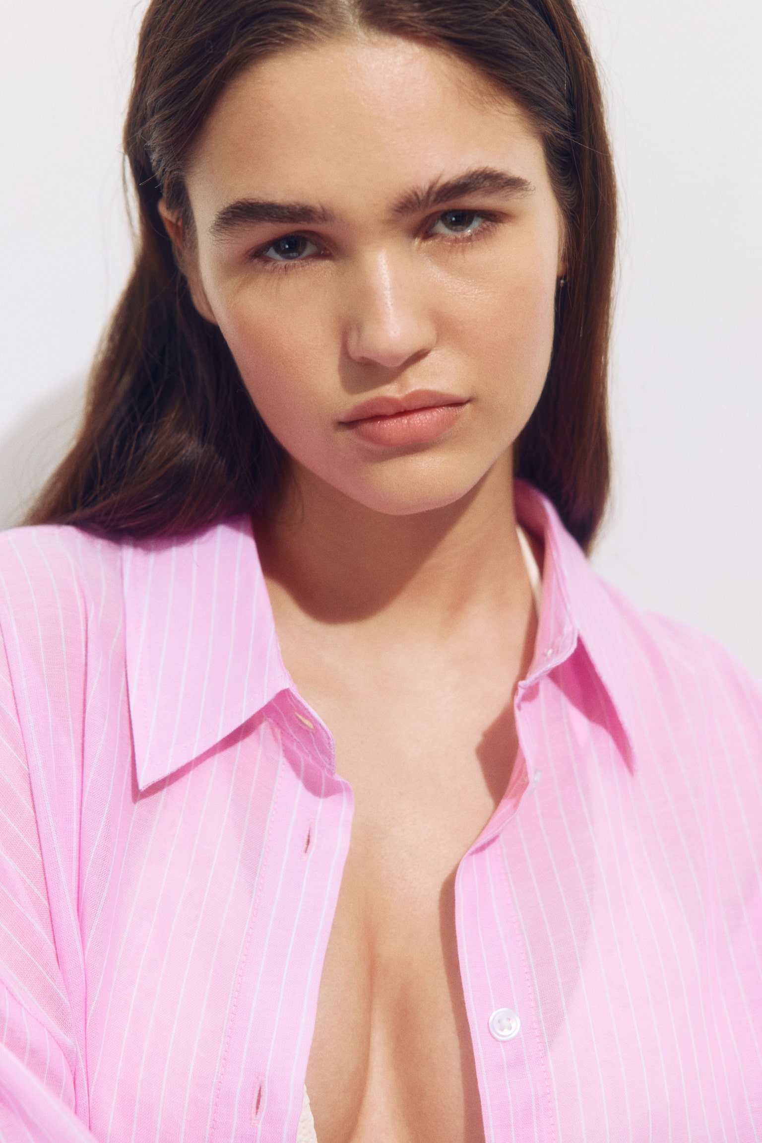Cotton beach shirt - Pink/Pinstriped - 3