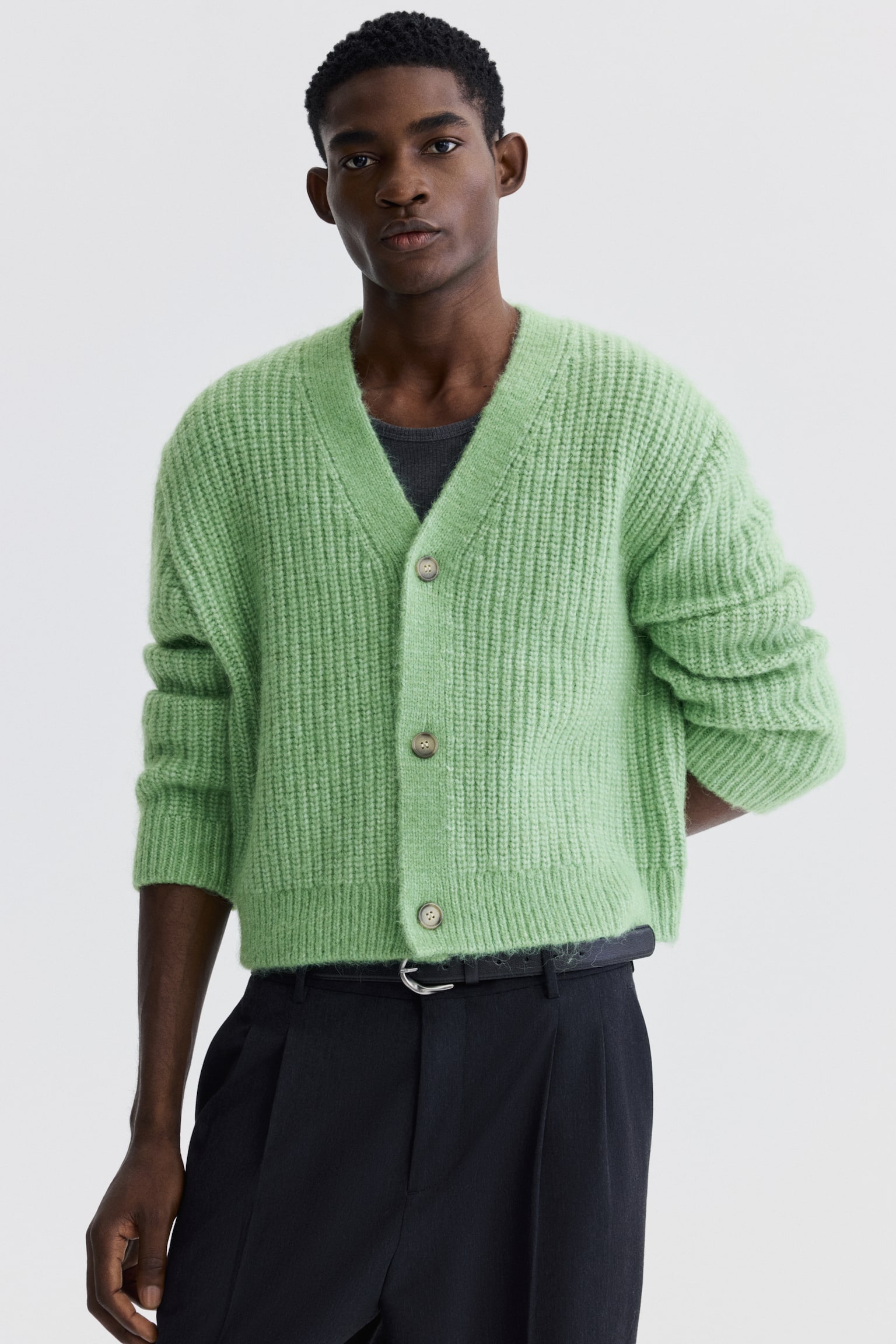Мужской кардиган H&M Loose-Fit, цвет: Зелёный — фото 4