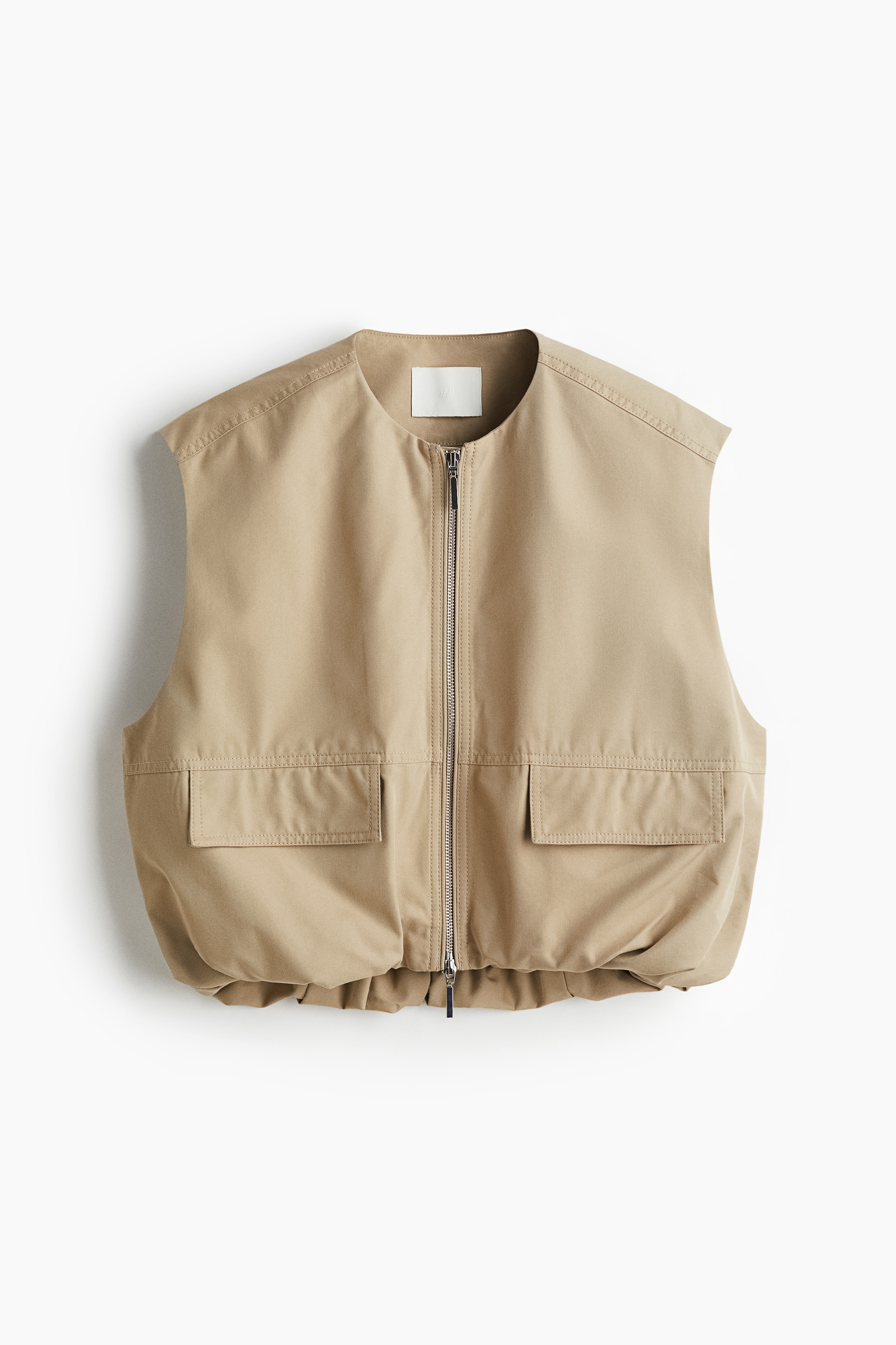 Veste sans manches à effet bouffant - Beige/Rose clair