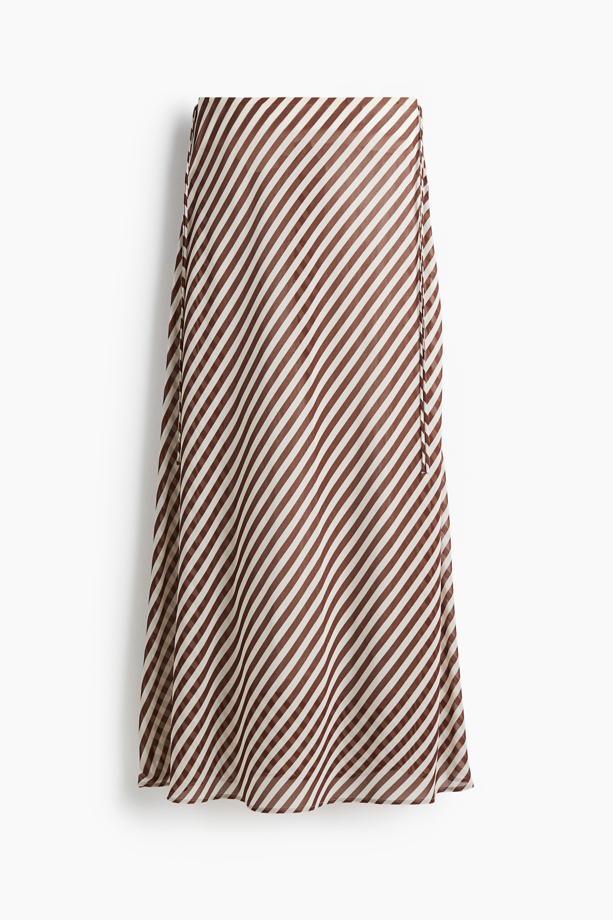 Fustă maxi din șifon - Maro-închis/dungi albe/Maro-închis/carouri