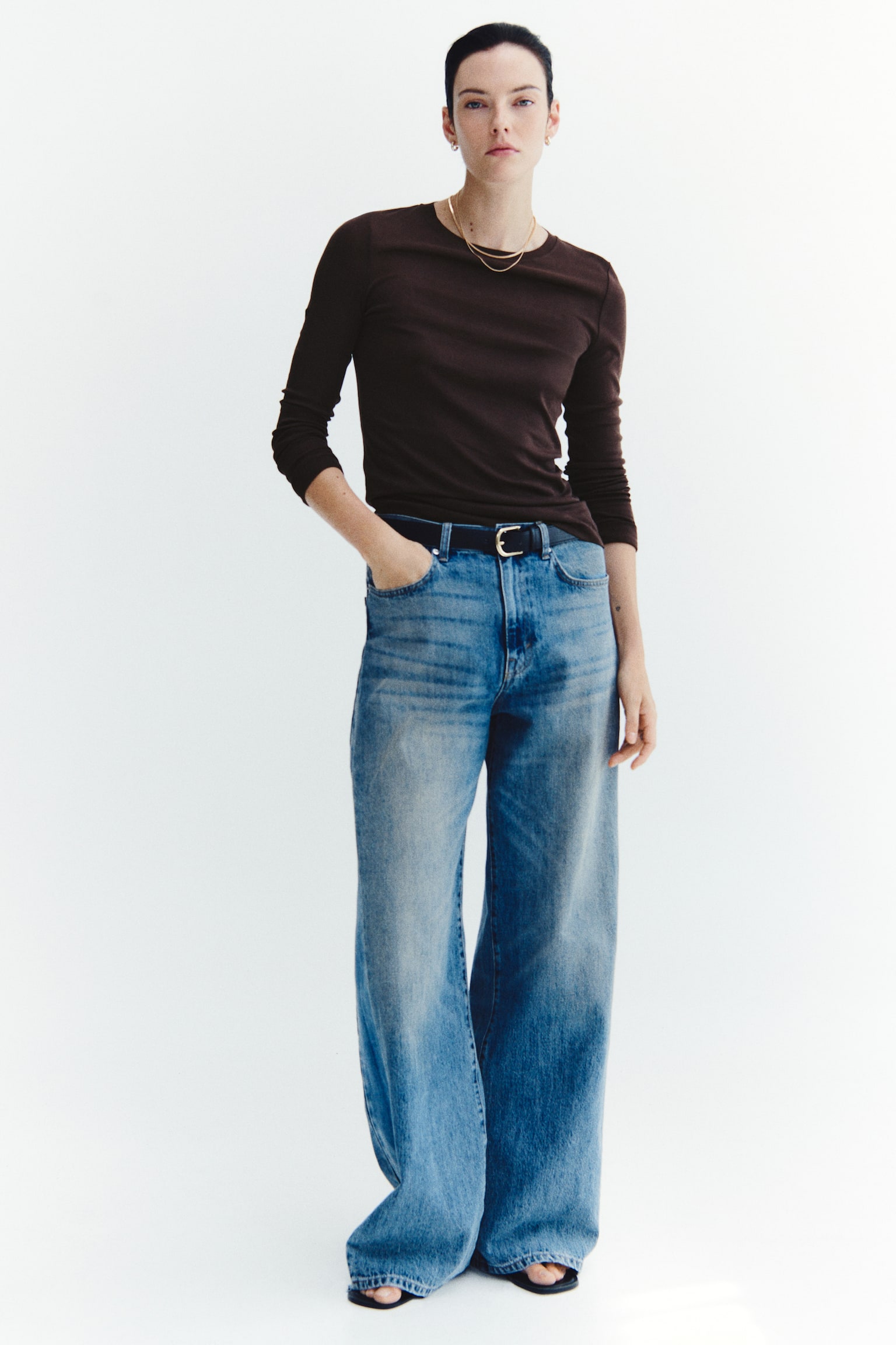 Женский топ H&M Pima Cotton Jersey Top, цвет: Тёмный коричневый — фото 5