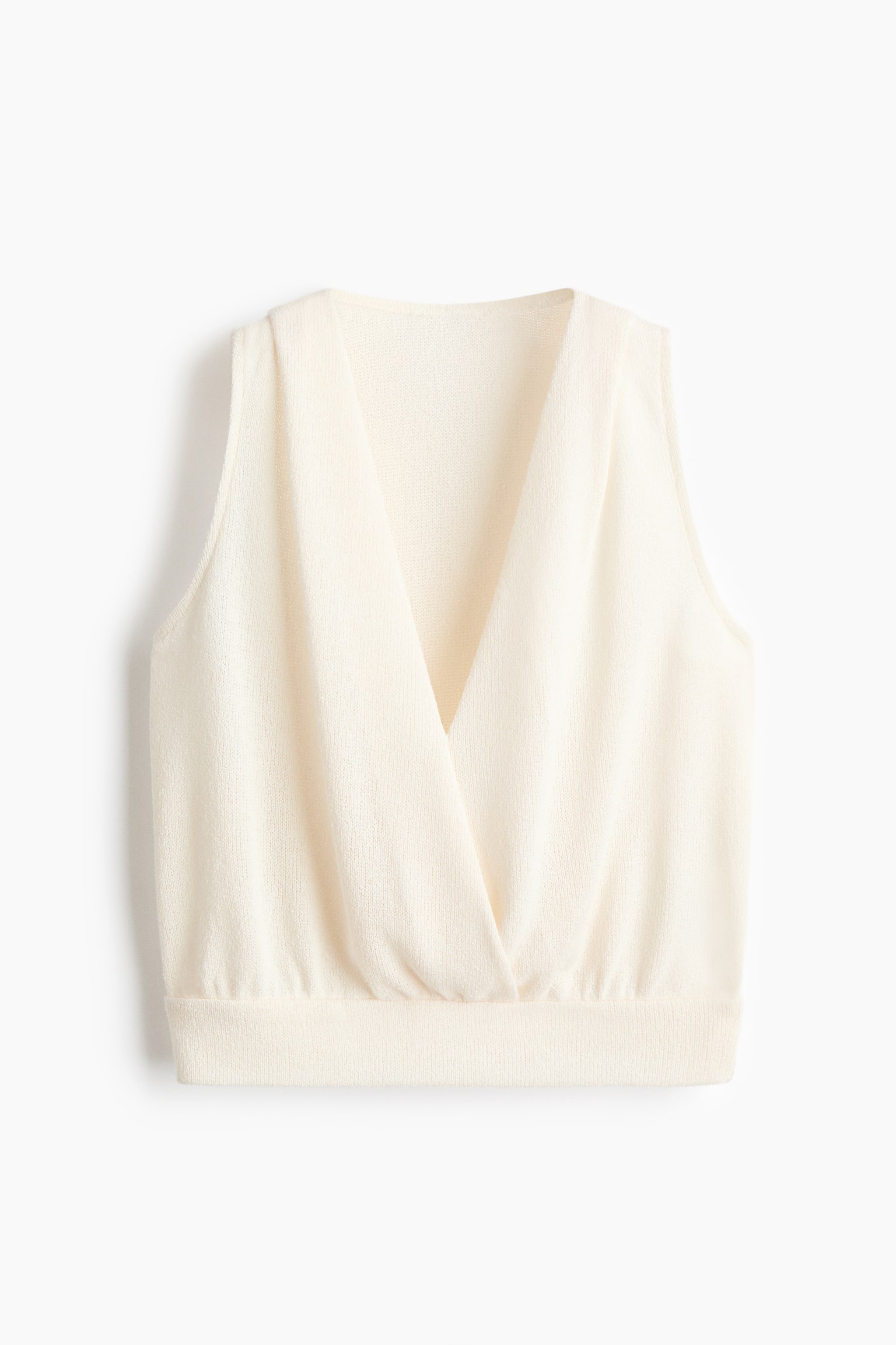 Stickad omlottopp - Crèmevit/Beige/Mörklila - 1