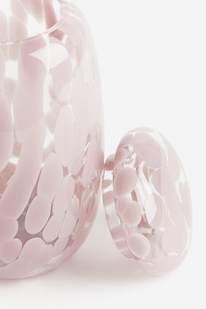 Stor glasskrukke - Lys rosa/Mønstret - 3
