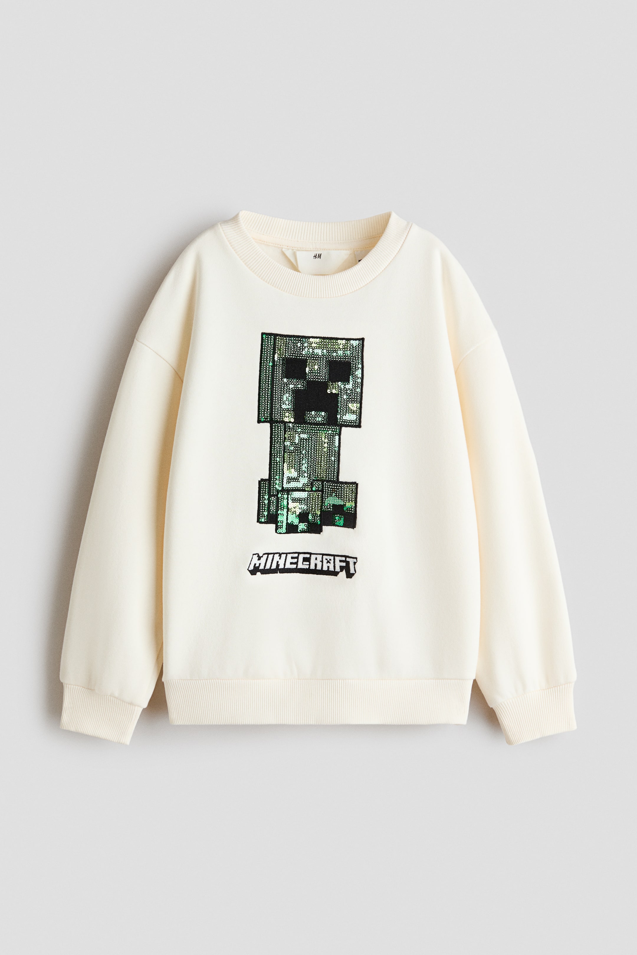 View larger image: Reversible-sequin sweatshirt - Cream/Minecraft - Kids | H&M 1