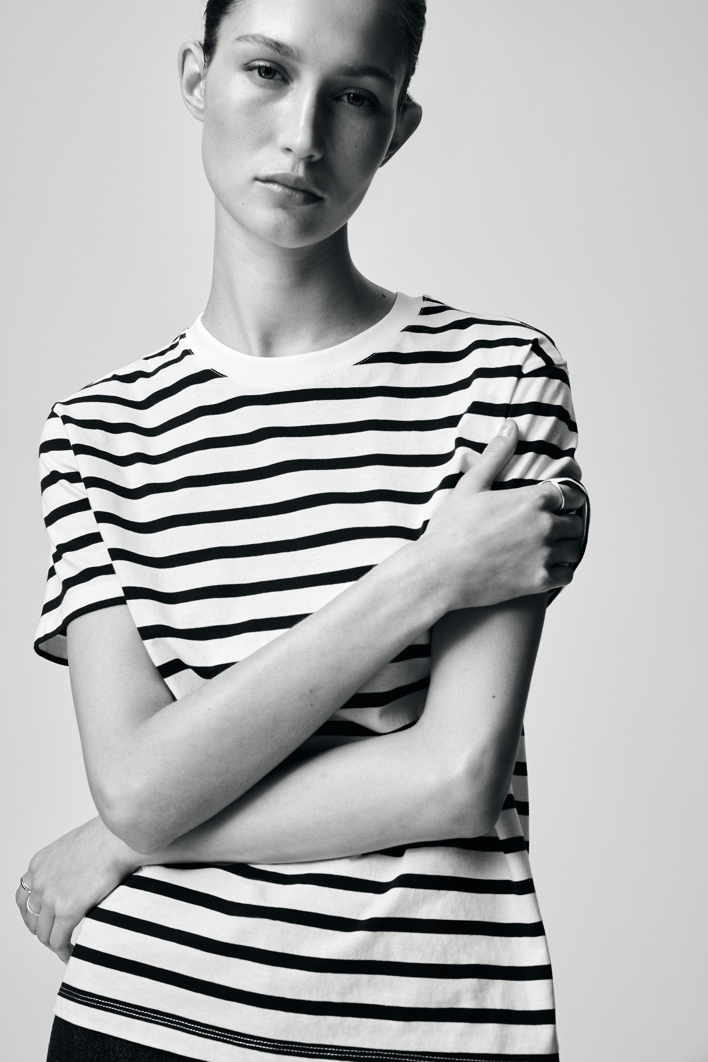 Cotton T-Shirt - White/navy blue striped/Yellow/Dark red/Black/White/Dark brown