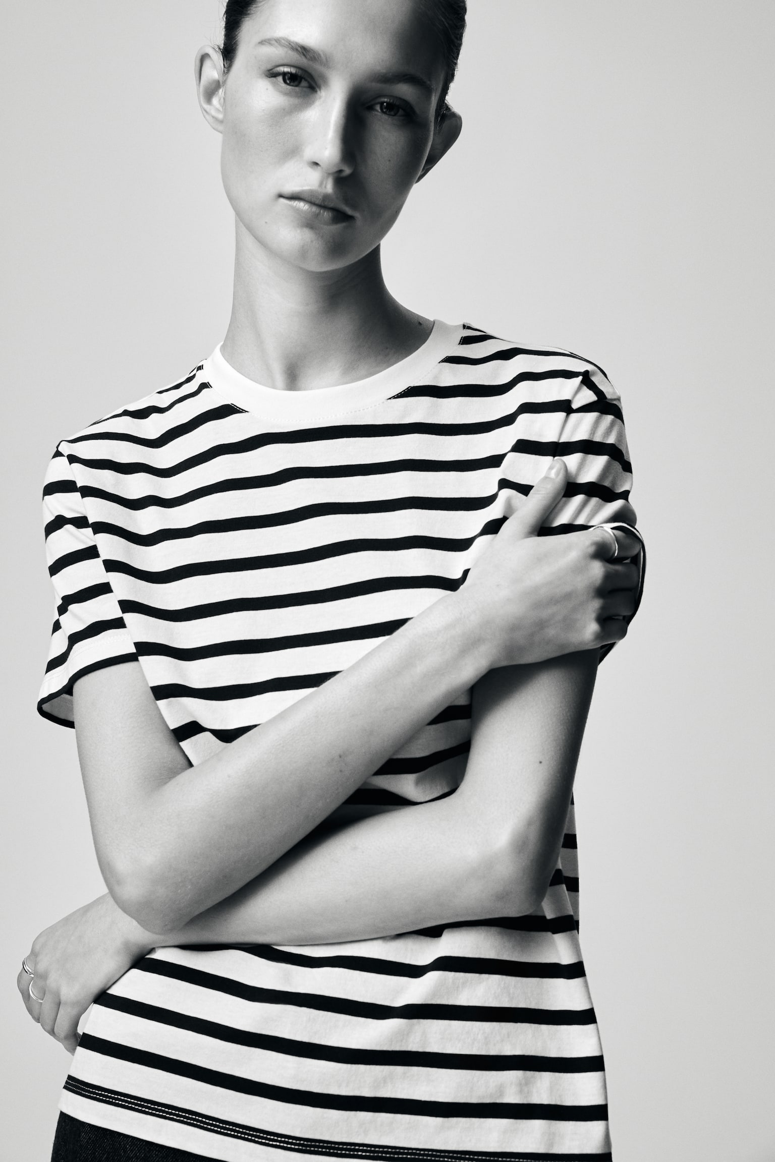 Cotton T-shirt - White/Navy blue striped/White/Black/White striped/Dark mole/Black/Light grey marl/Light beige/Dark red - 2