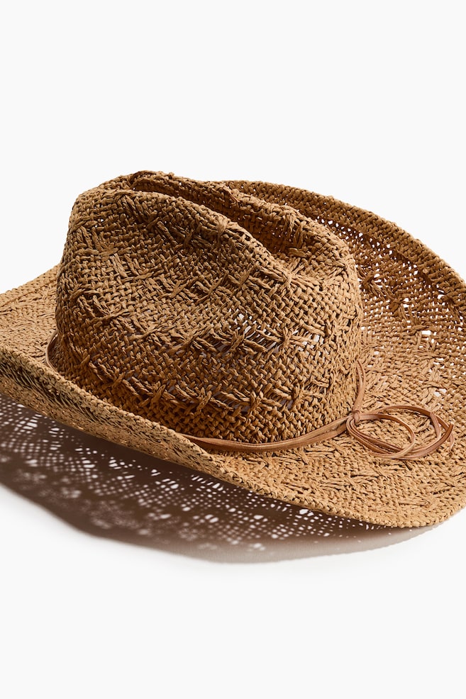Straw Cowboy Hat - Beige/Dark brown - 3