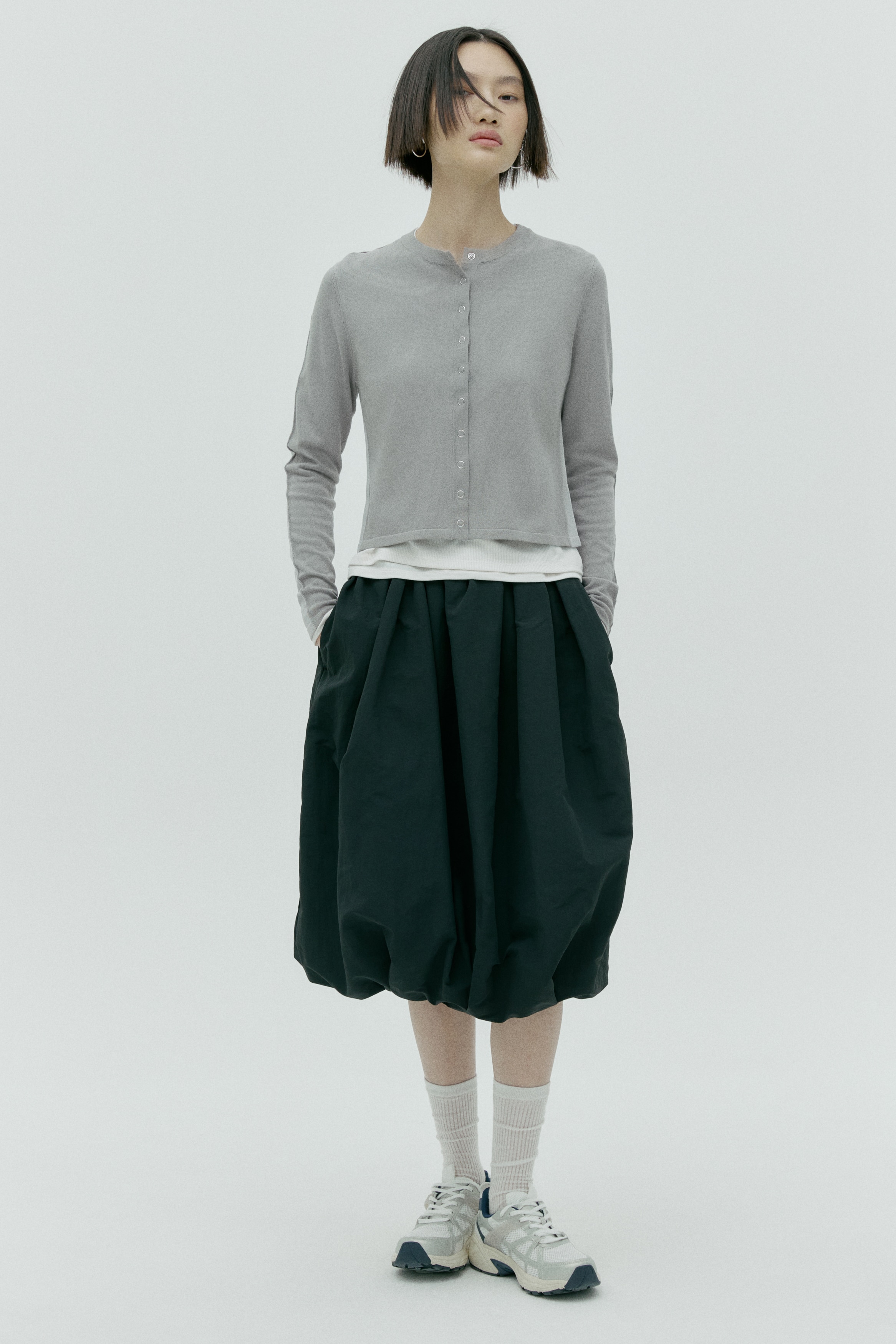 투톤 가디건 - 그레이/컬러블록/베이지/컬러블록