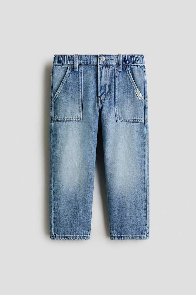 Loose-Fit Tapered Leg Jeans - Denim blue/Cream - 1