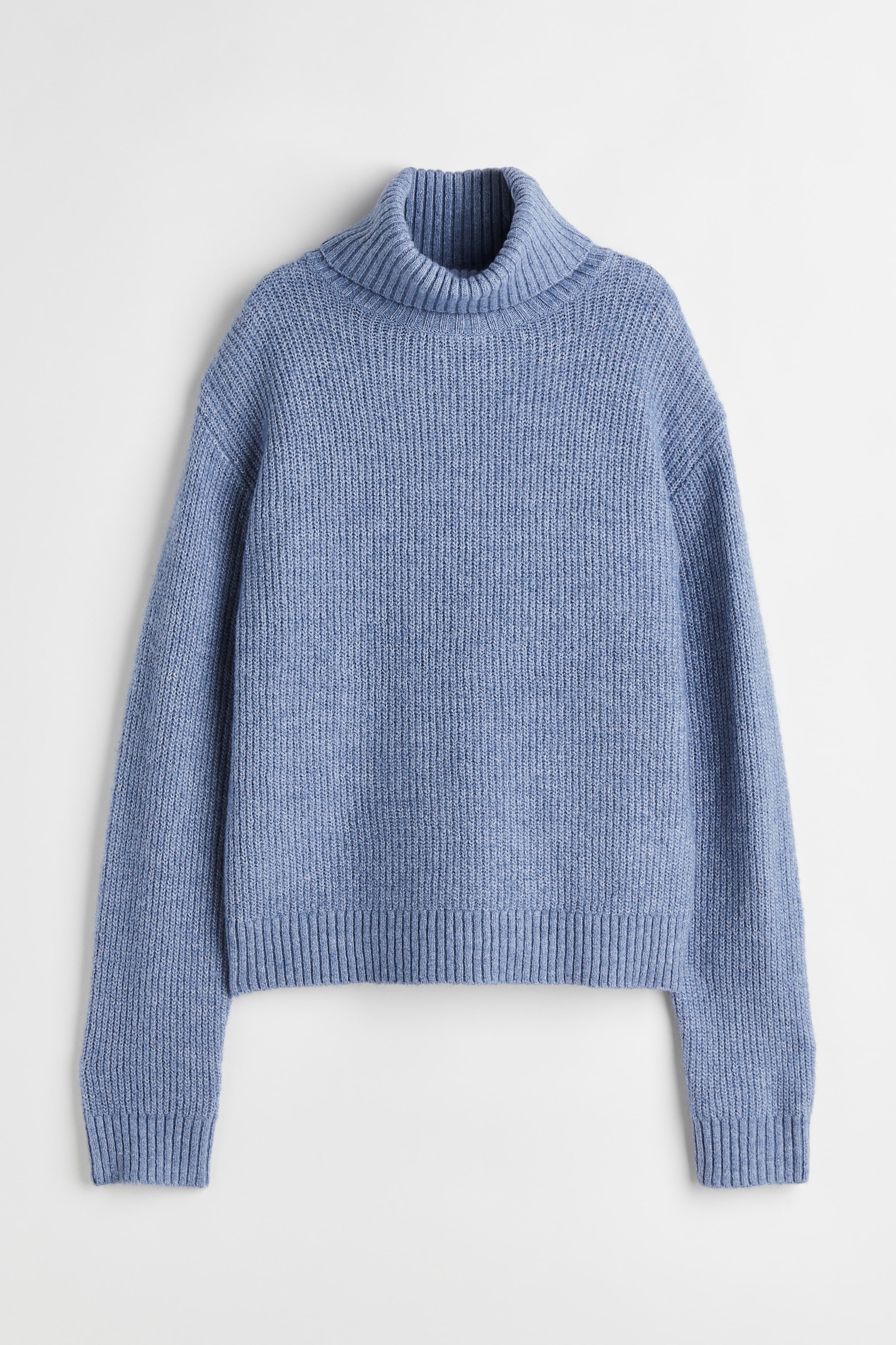 Rib-knit polo-neck jumper - Blue - Ladies | H&M GB