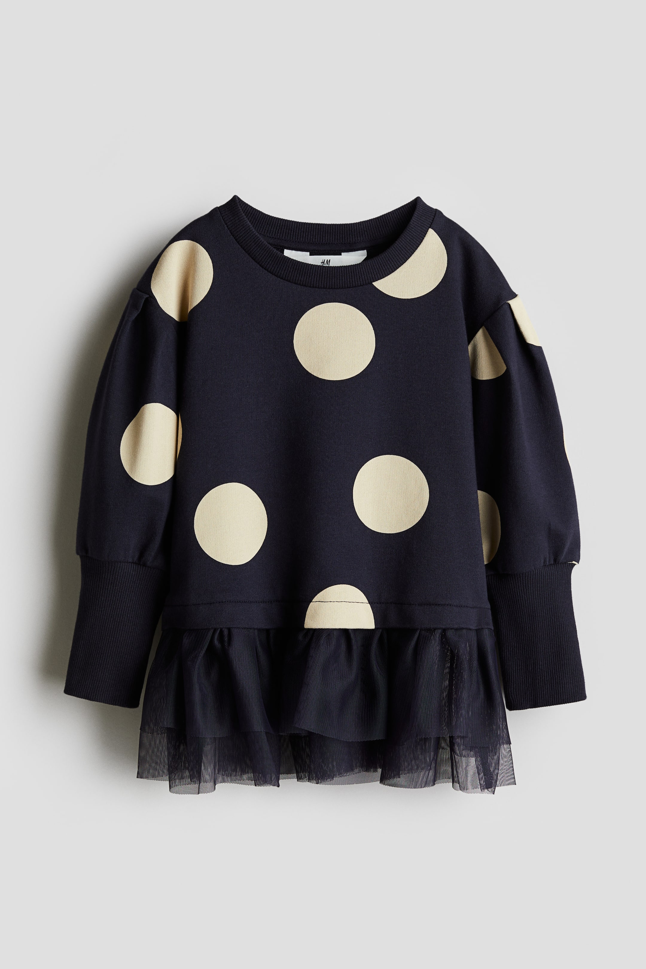 이미지 확대 보기: 스웨트 & 튤 드레스 - 네이비 블루/도트 - Kids | H&M KR 1
