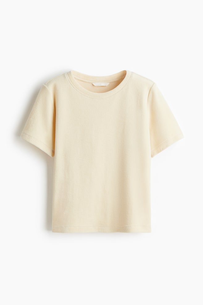 Velour T-shirt - Light beige - 1