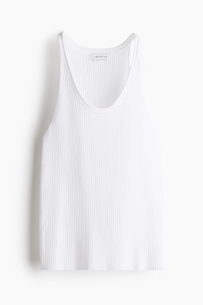 Rib-knit vest top - White/Yellow - 1