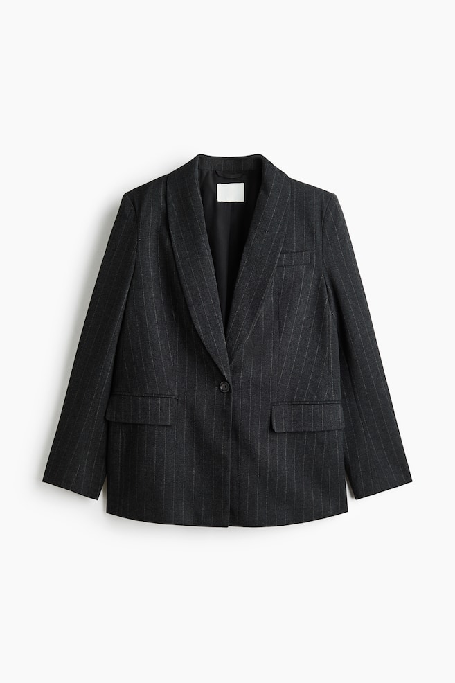 Single-Breasted Blazer - Dark gray/pinstriped - 1