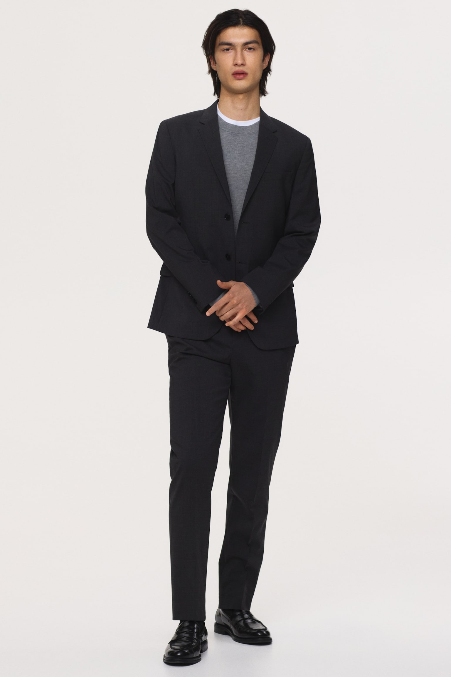 Slim Fit Wool-blend jacket - Dark grey/Black/Navy blue - 3