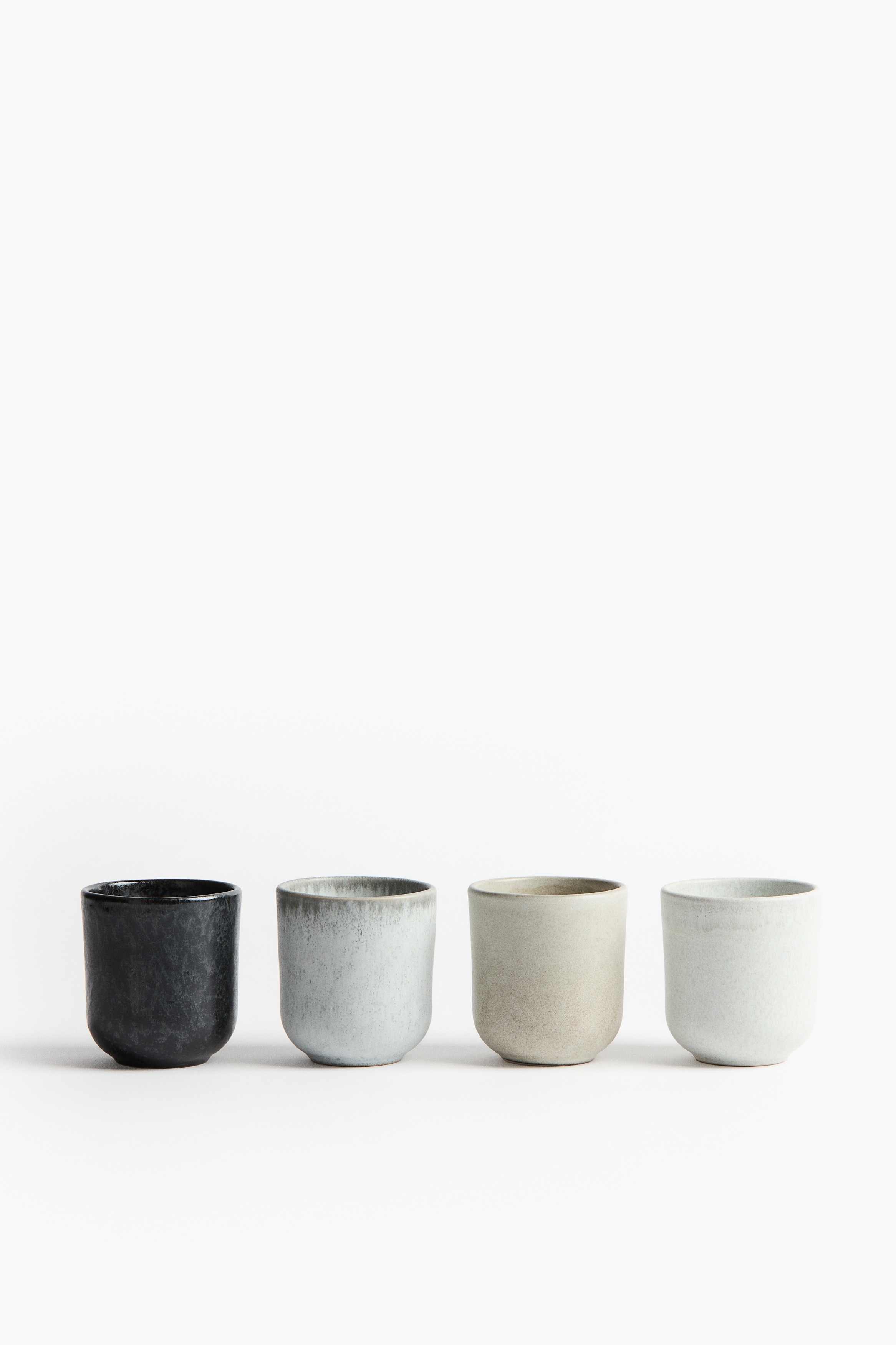 Lot de 4 tasses en grès cérame - Gris clair/beige/Dark green
