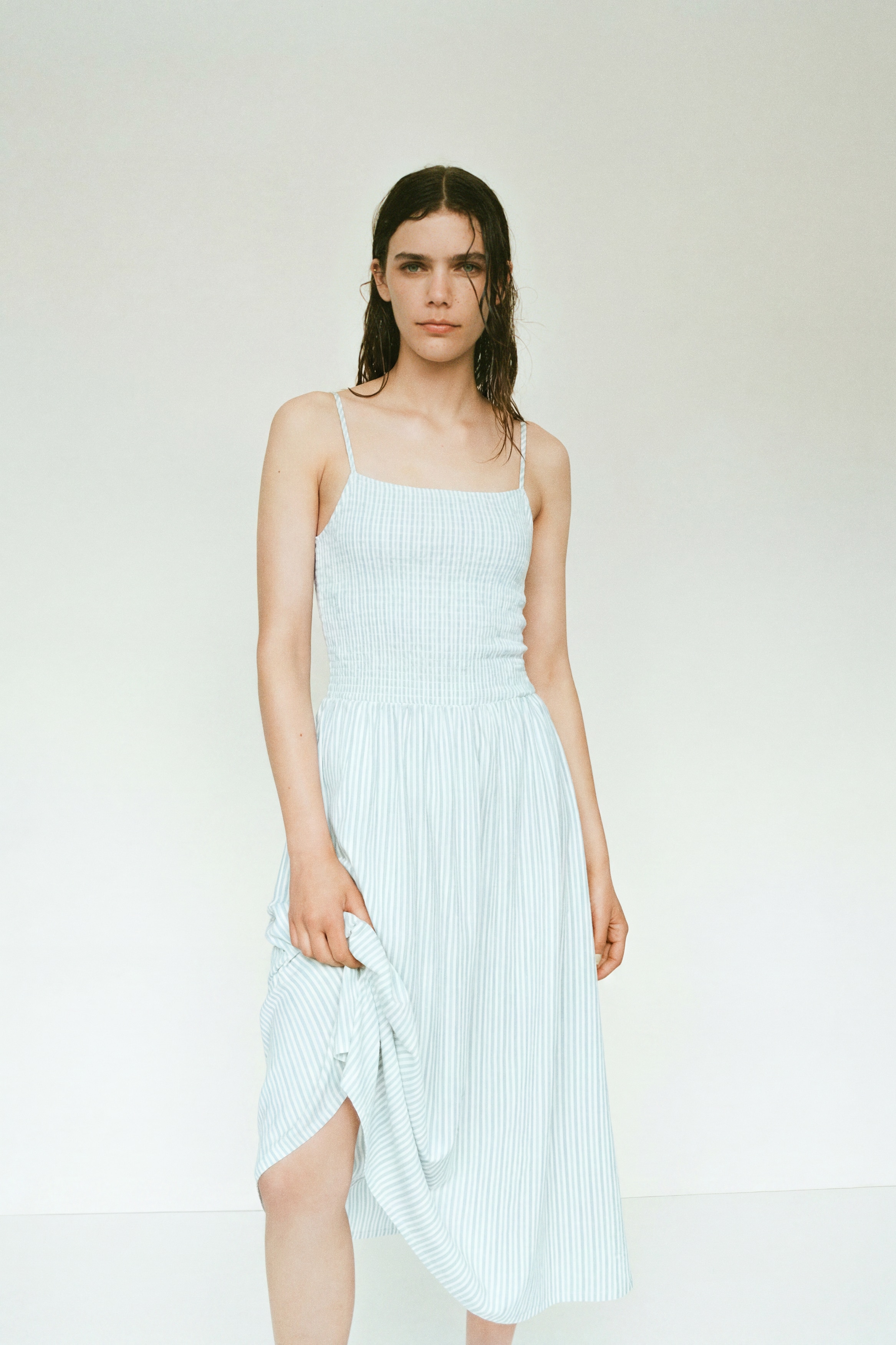 blue striped dress h&m Blue Snake Print Tie Front Dress main image 0