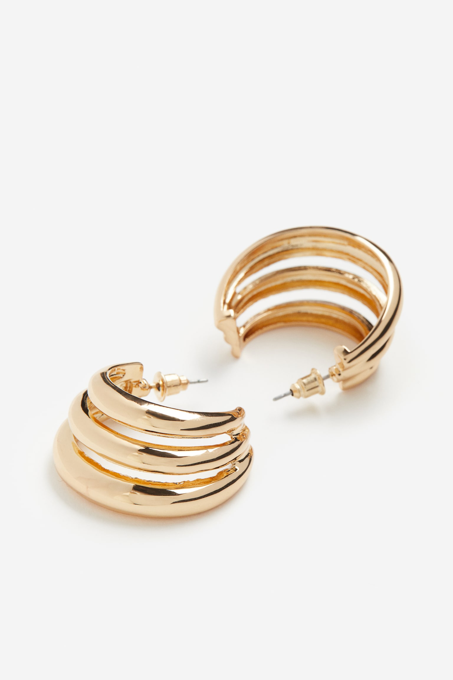 Curved earrings - Gold-coloured - 2