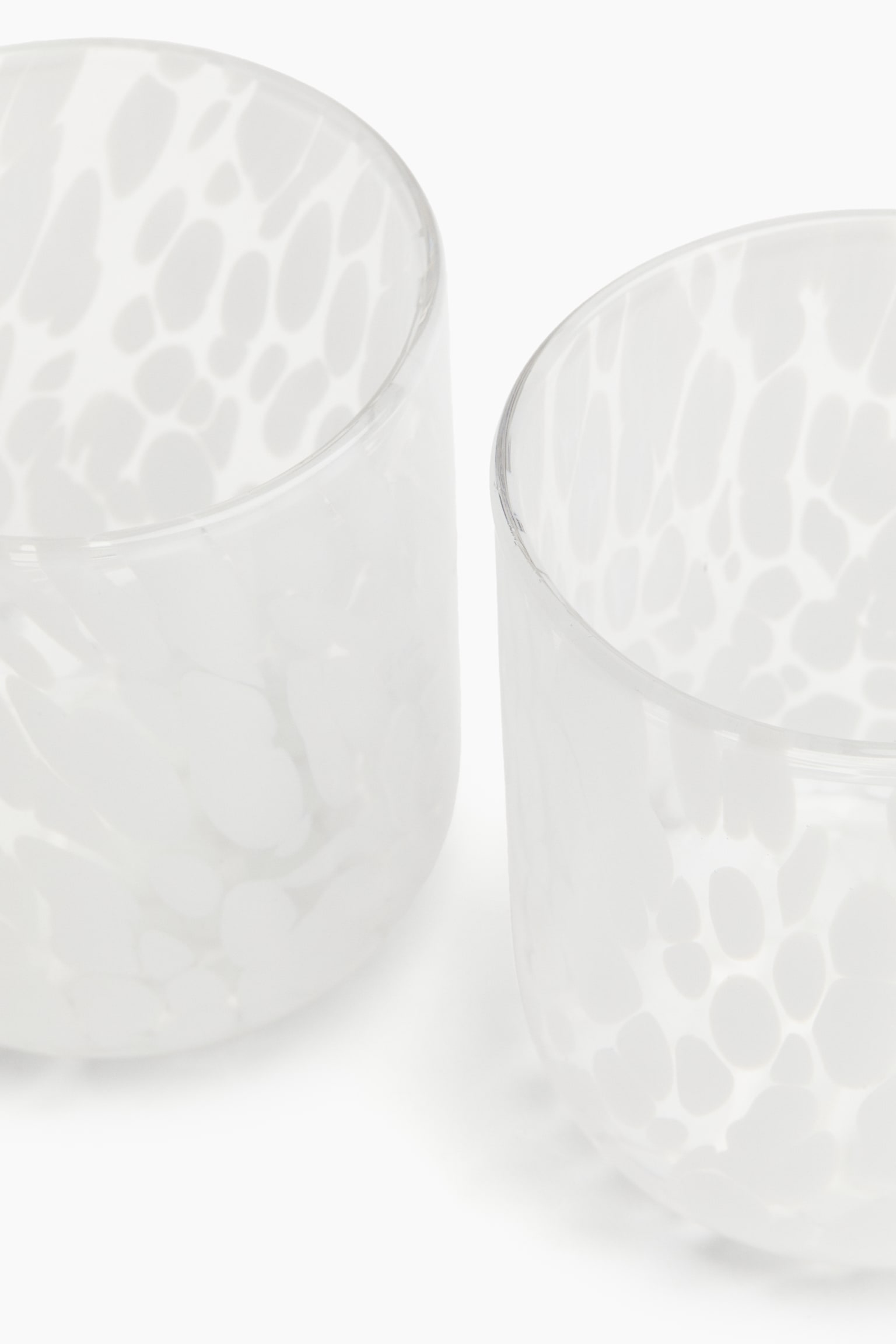 2-pack patterned tumblers - Clear glass/White/Clear glass/Dark brown/Green/Spotted - 3