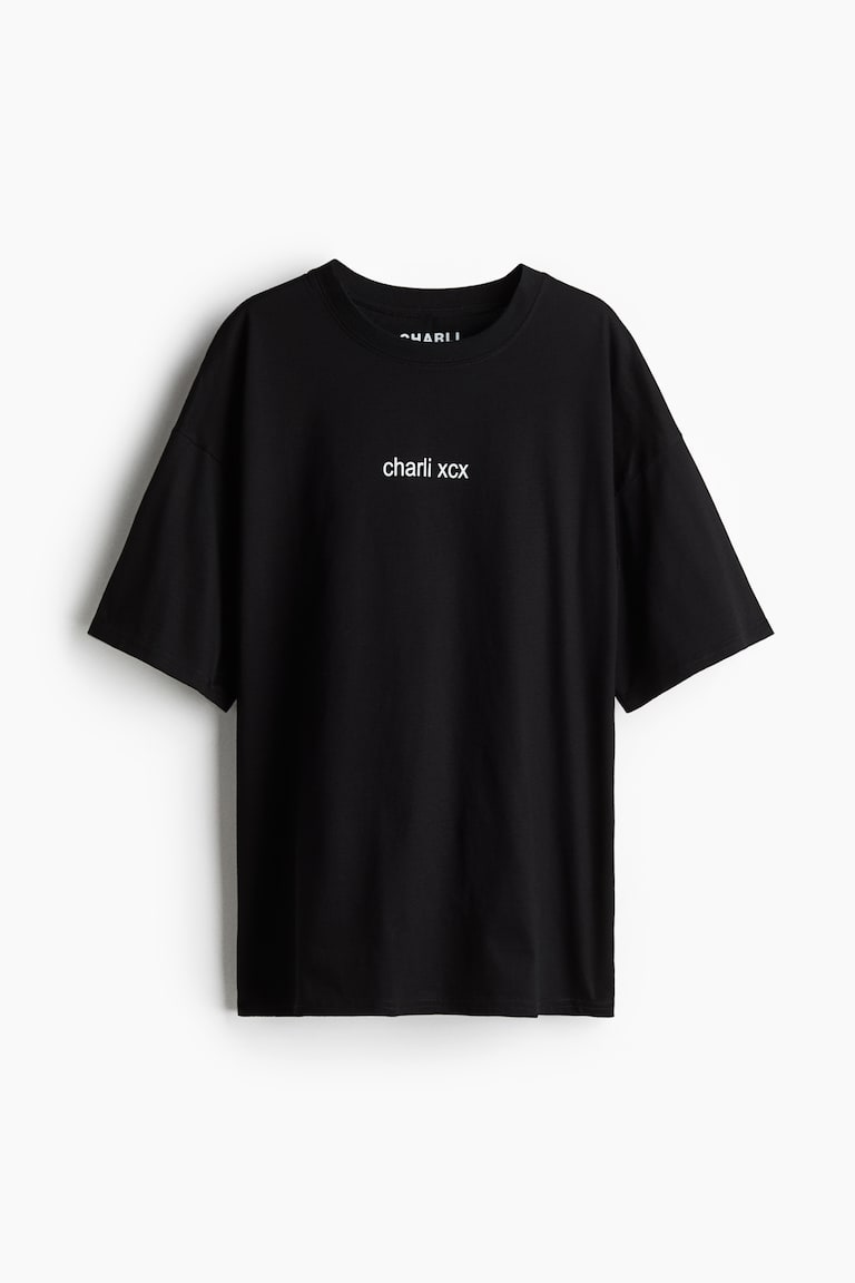 Oversized printed T-shirt Black/Charli XCX Ladies H&M
