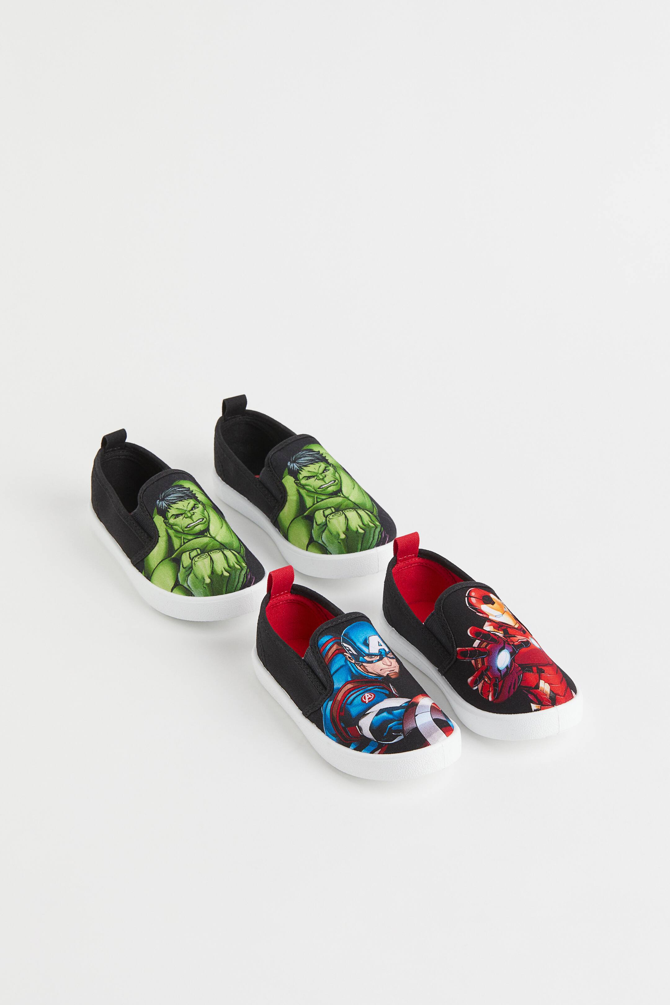 2 Paar Slip-on-Sneaker - Ohne Absatz - Schwarz/Avengers - Kids 