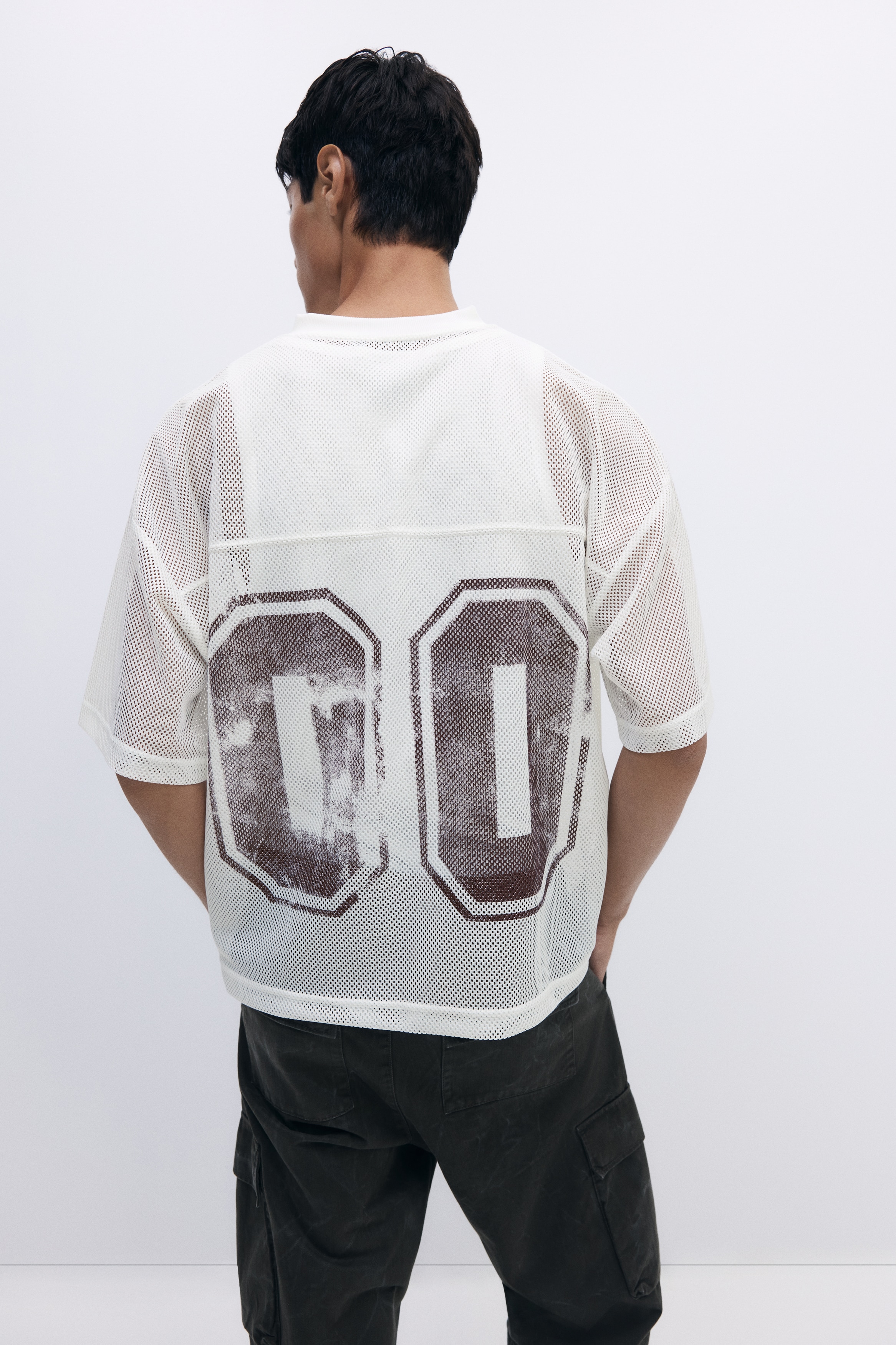 Oversized Fit Printed mesh T-shirt