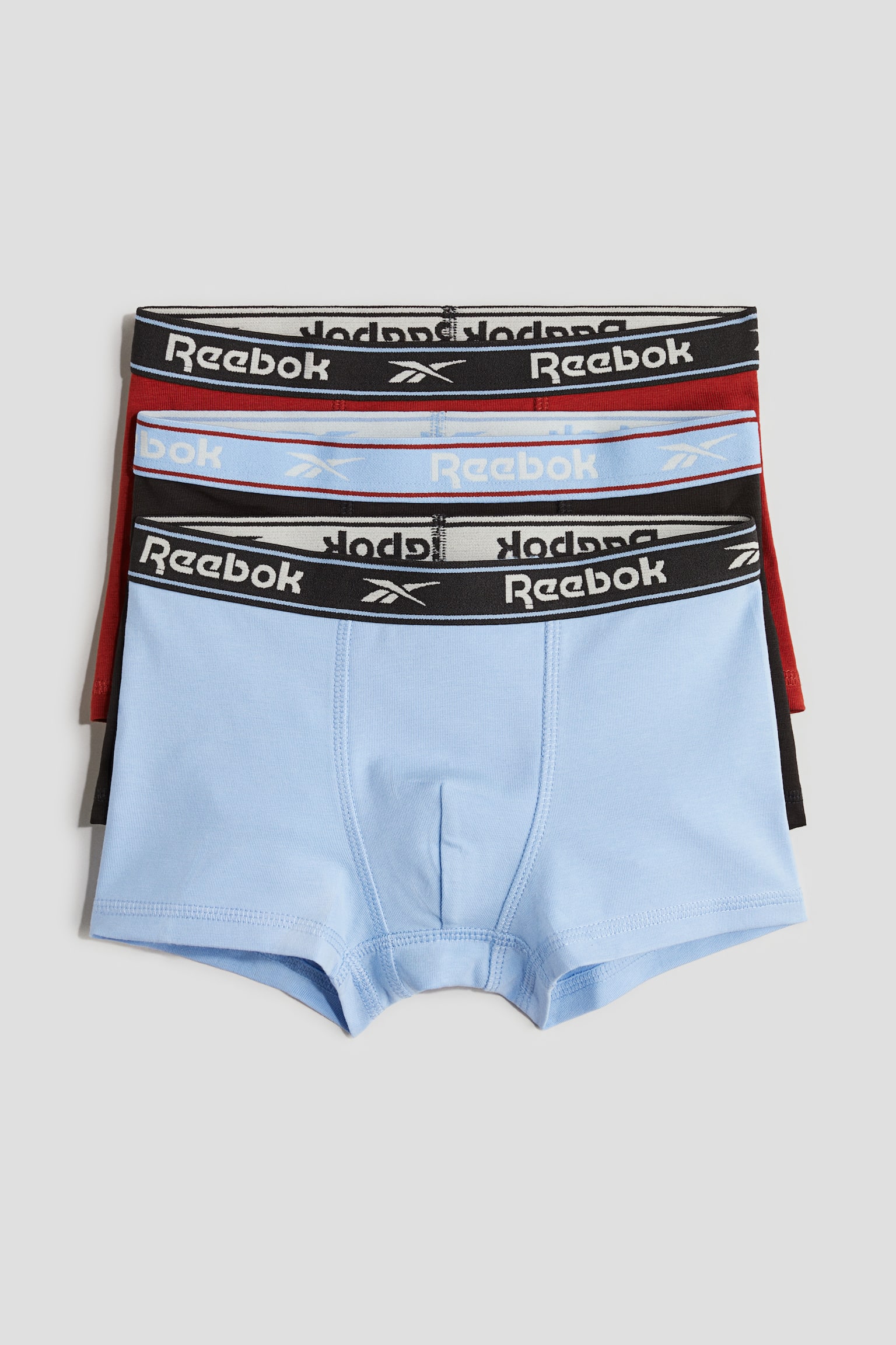 3-pack text-motif trunks - Light blue/Dark red - 1