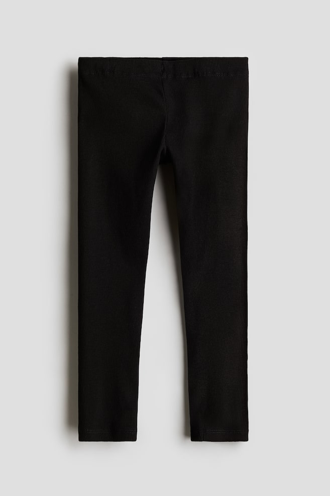 Gerippte Jerseyleggings - Schwarz/Hellrosa - 1