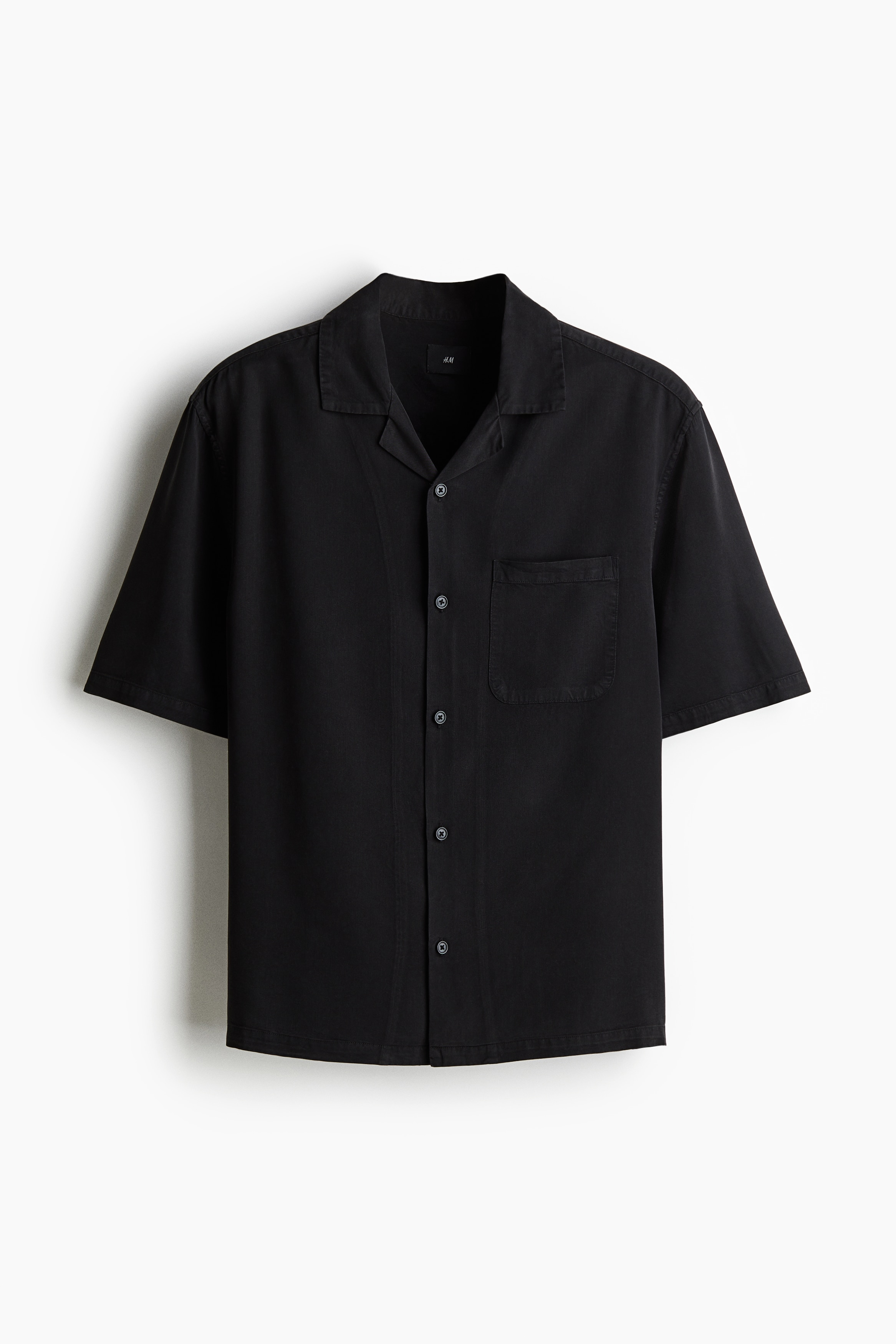 Camisa Resort Regular Fit en lyocell - Negro/Verde caqui