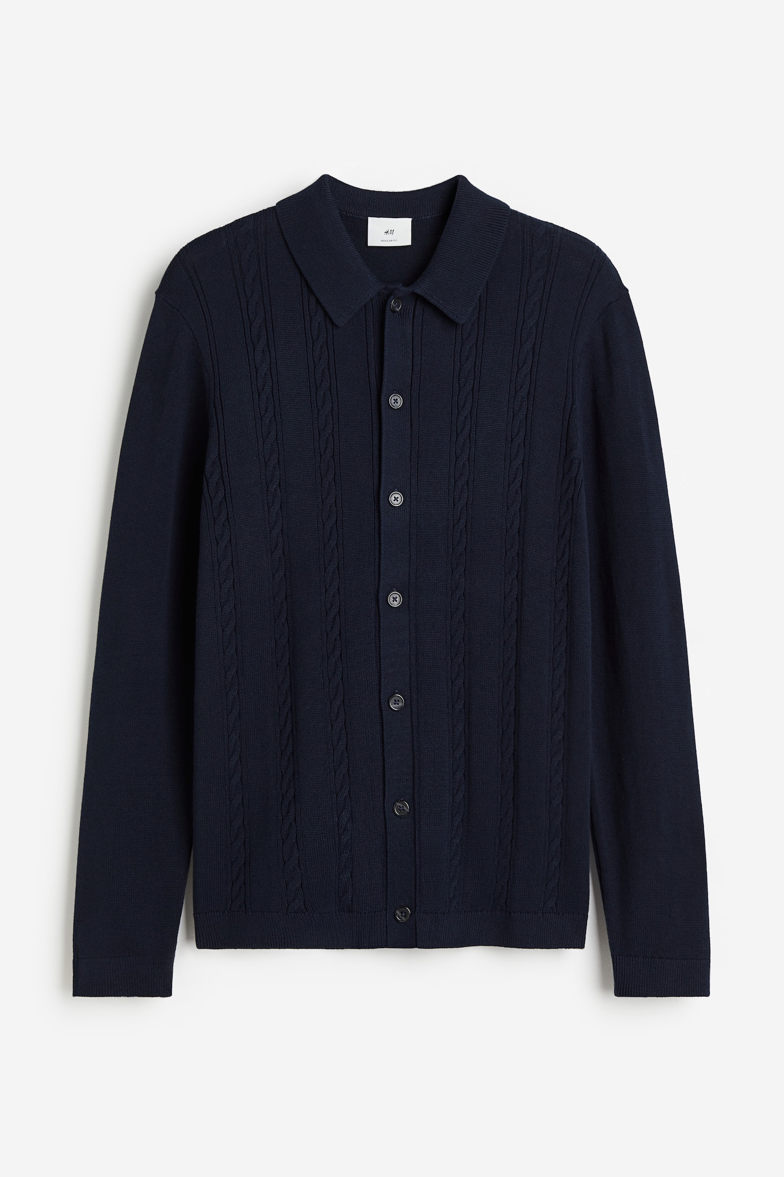 Regular Fit Collared Cardigan - Navy blue - 2