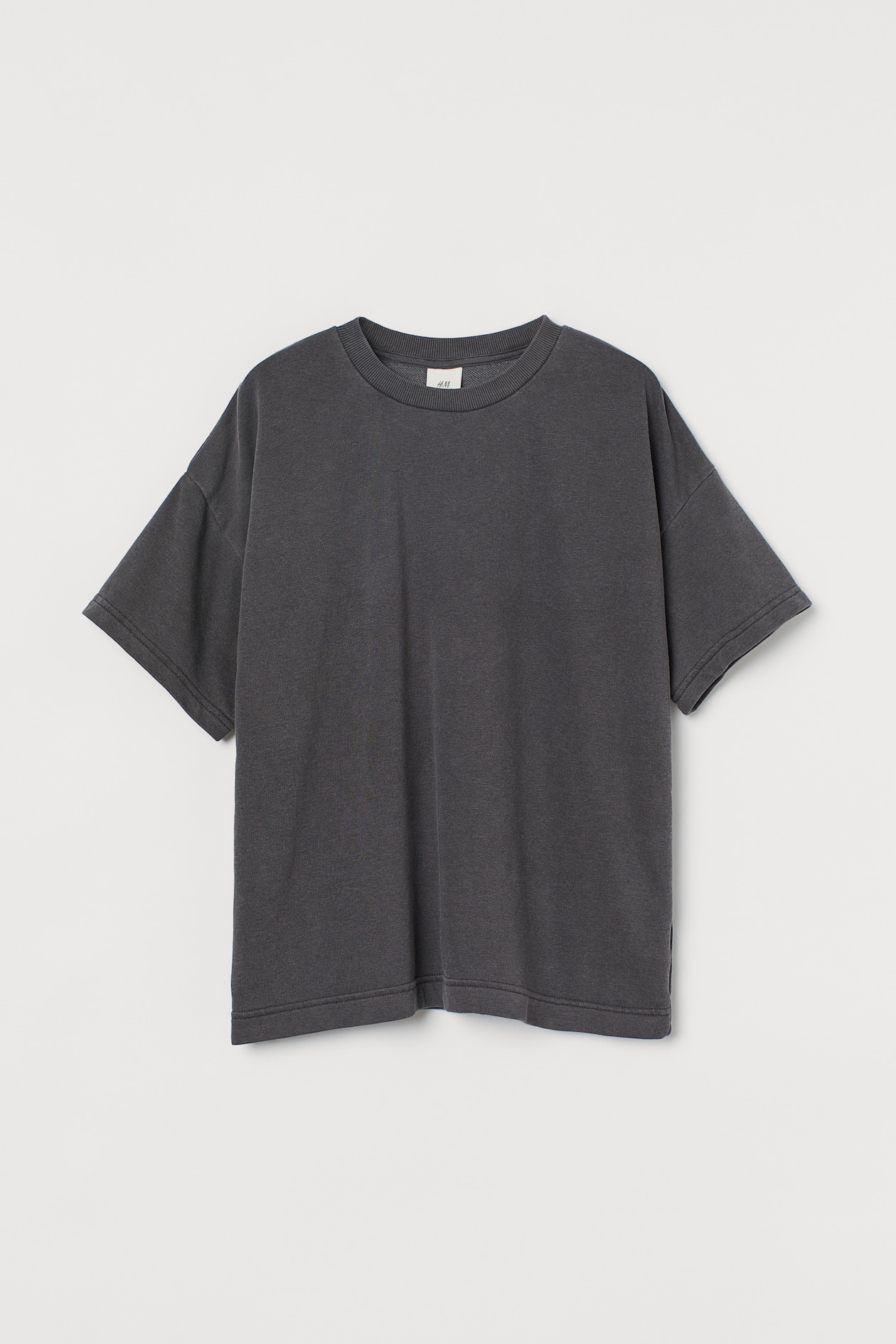 Oversized T-shirt - Round Neck - Short sleeve - Dark gray - Ladies | H&M US