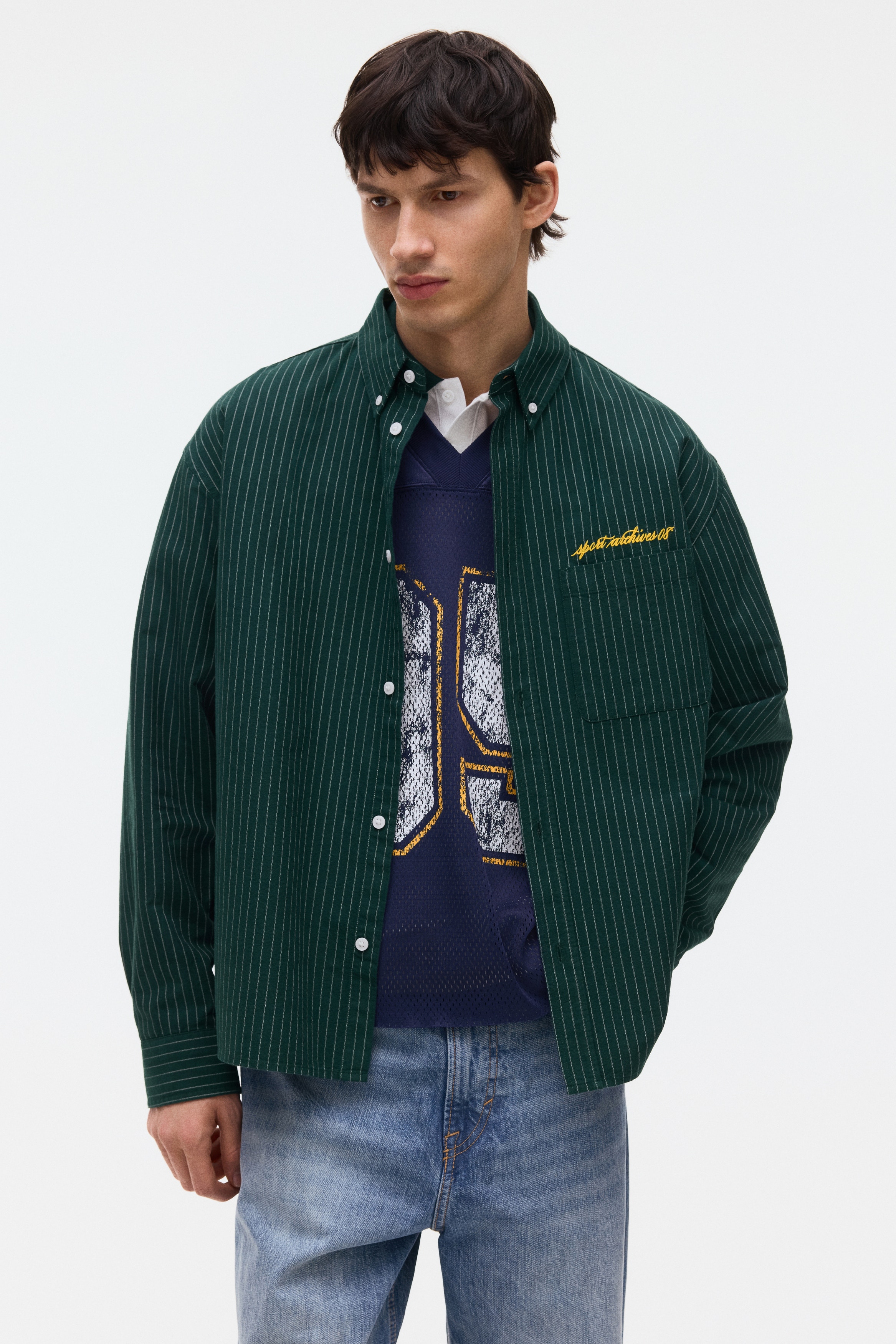 Loose-Fit Oxford Shirt - Dark green/striped/Navy blue/striped/White/striped/Light blue/Harbor City/White/Harbor City