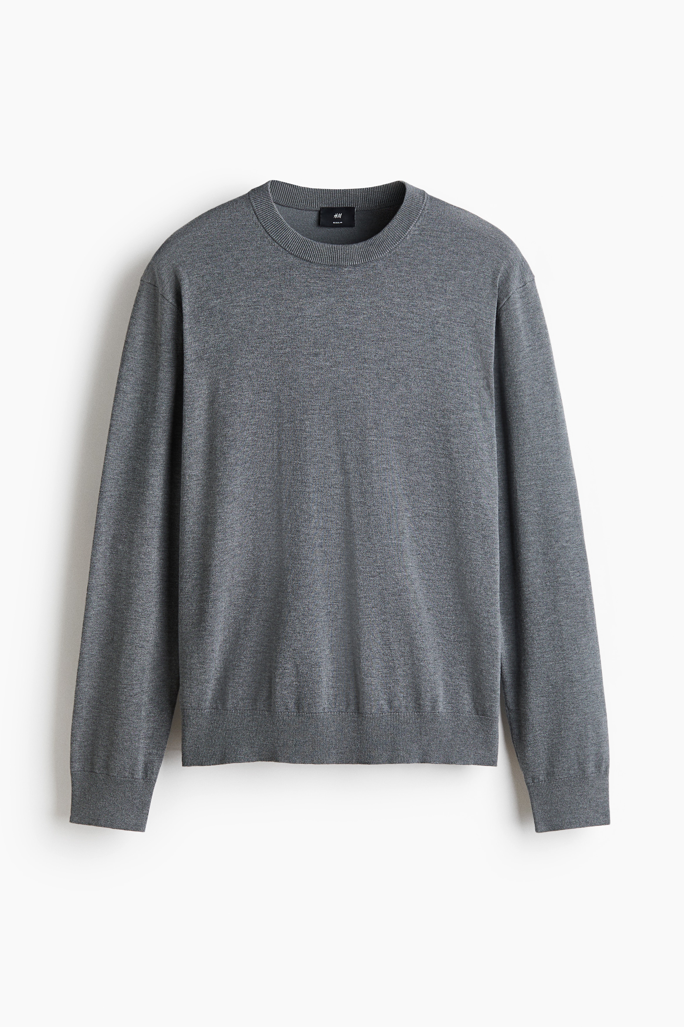 Regular Fit Fine-knit jumper - Dark grey marl/Dark mole/Black
