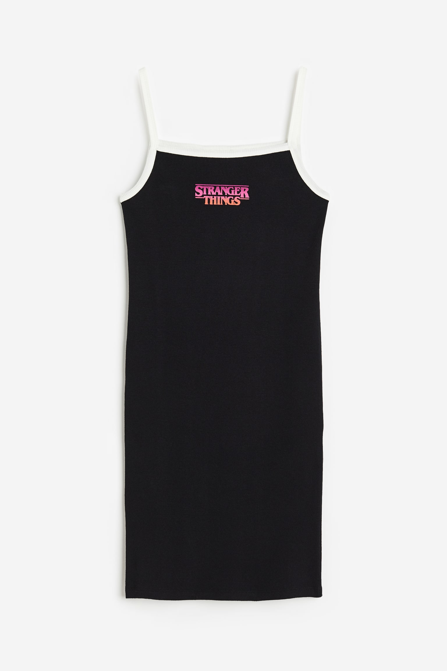 Printed Ribbed Dress - Black/Stranger Things - 1